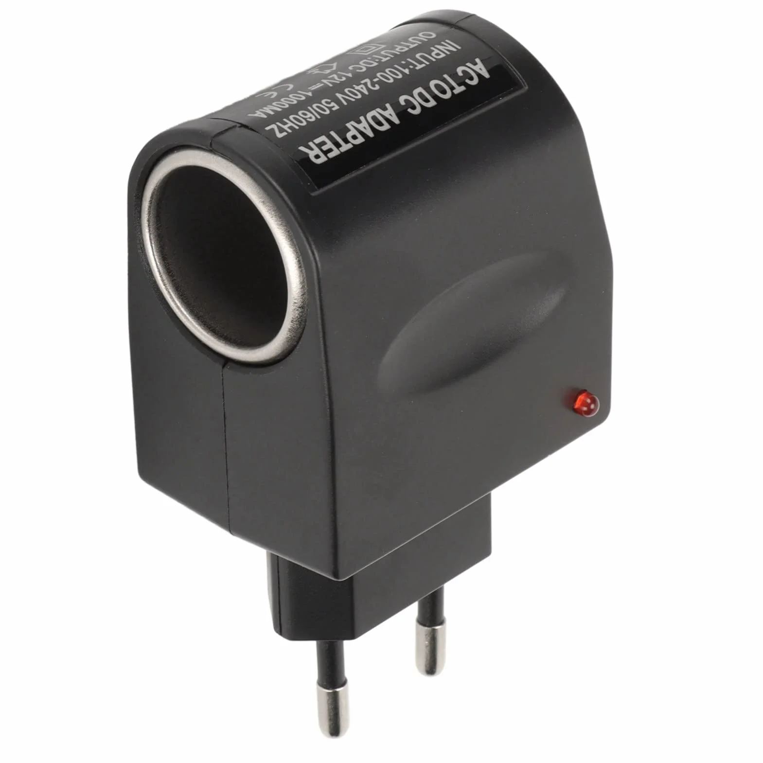 Adapter do Zasilacza AC na DC 12V Konwerter Wtyczki ściennej z Gniazdem Zapalniczki i Wskaźnikiem ładowania LED, do Elektroniki w Małym Samochodzie (Wtyczka UE)