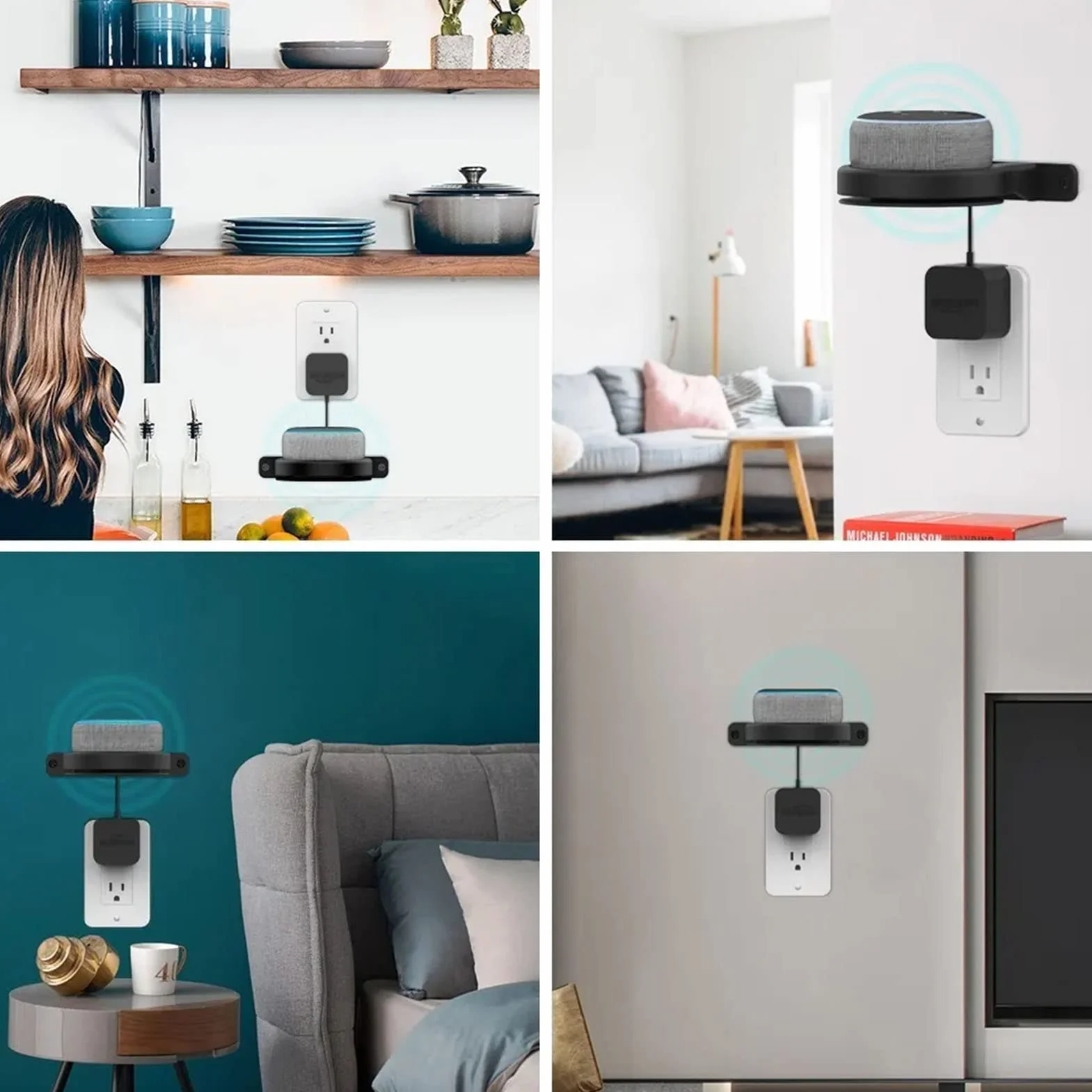Keenso Głośnik Montażowy na ścianie ABS Uchwyt do Echo Dot 4. Generacja, Bezpieczny Projekt Blokady