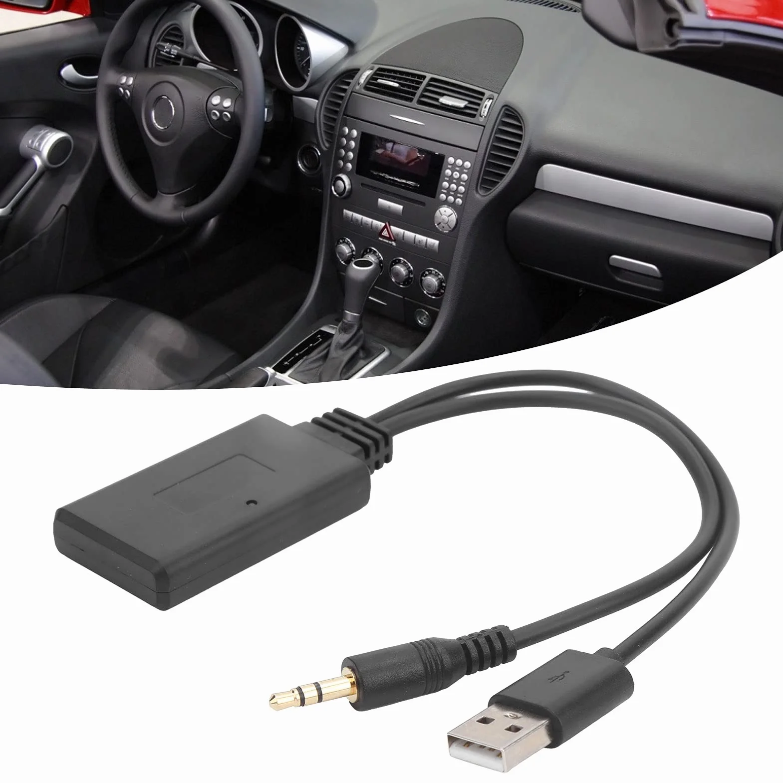 Aramox samochodowy odbiornik Bluetooth, port USB 3,5 mm AUX + 5 V/12 V, bezprzewodowy odbiornik Bluetooth 5.0, odtwarzacz muzyczny, złącze adaptera audio