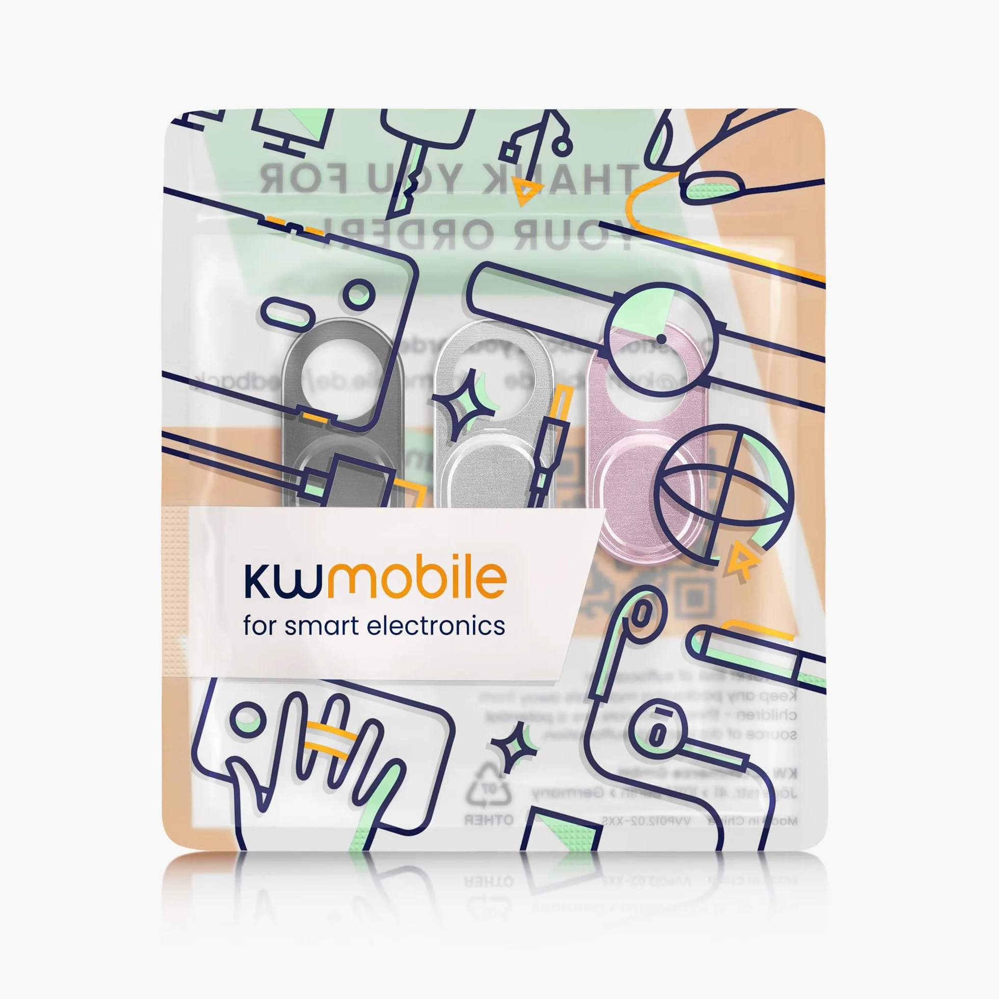 kwmobile 3x osłona kamery internetowej kompatybilna z osłoną aparatu - Przesuwana osłona kamery do tabletu komputerowego - czarno-srebrno-różowe złoto