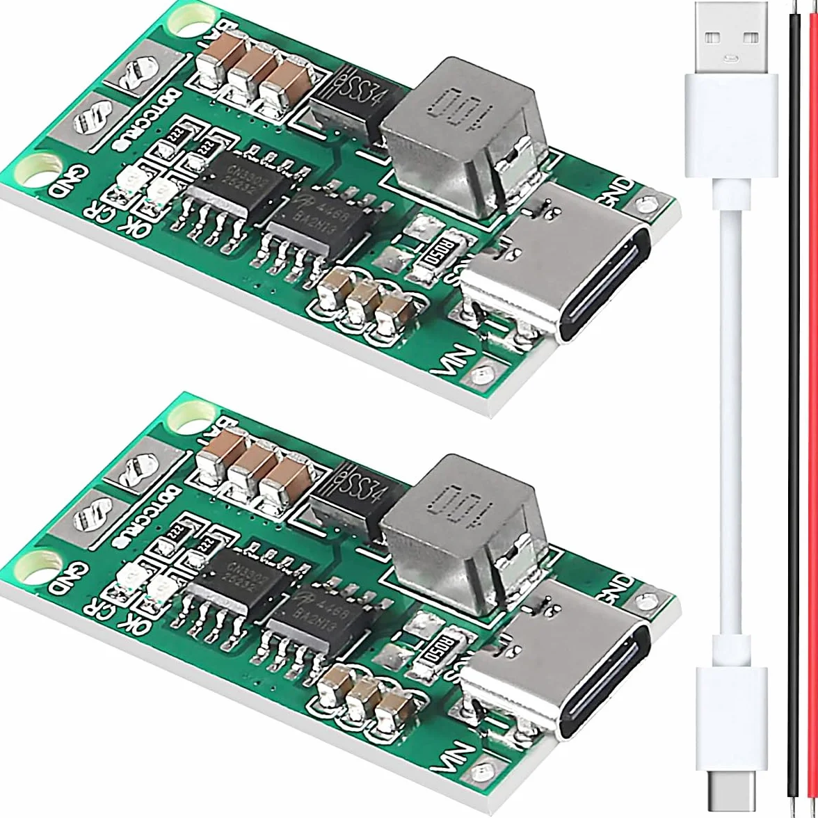 2 szt. 3S 2A Karta ładująca do baterii litowej USB typu C Moduł ochrony ładowarki 18650 12,6 V Przetwornica ciągu z kablem USB Type-C Czerwony i czarny