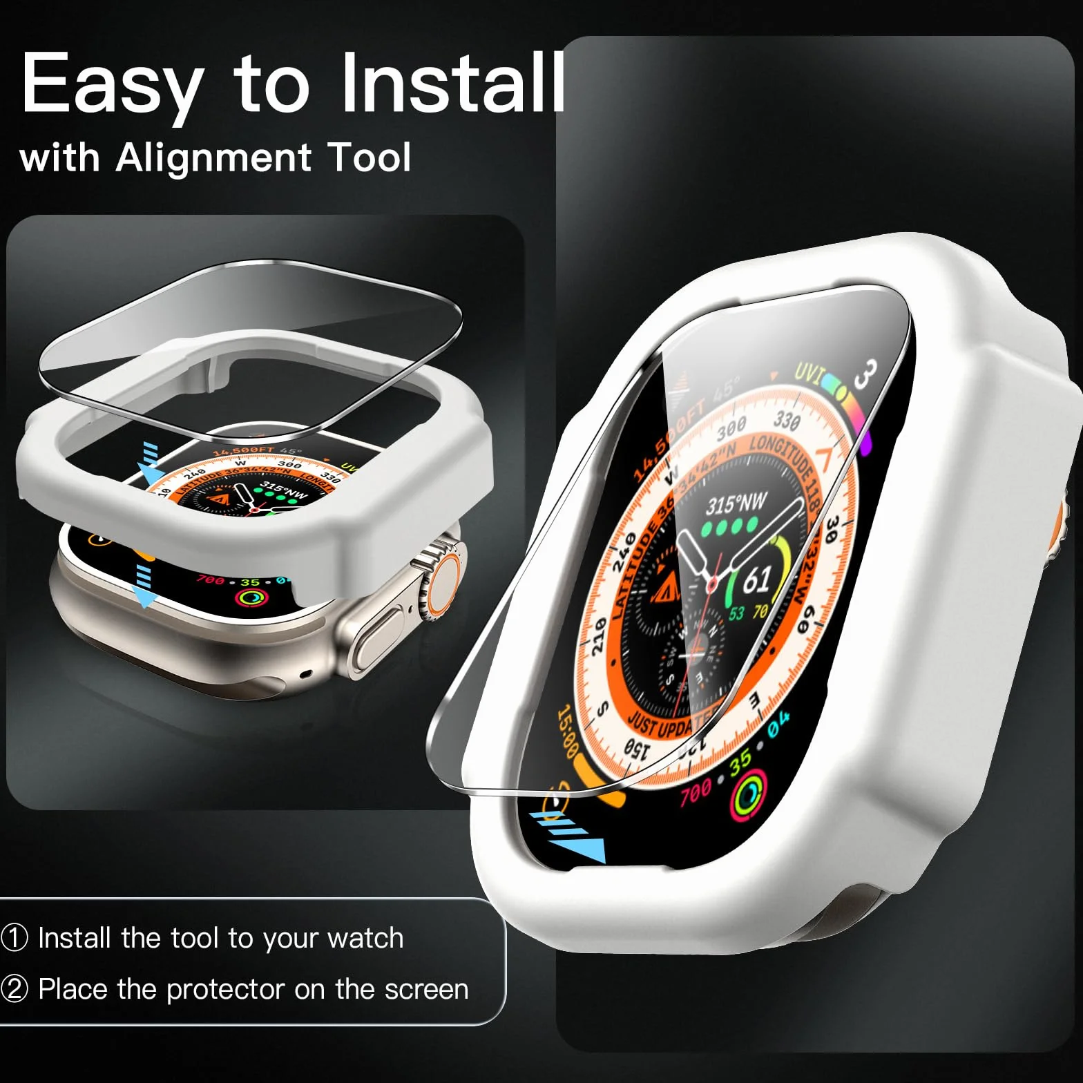 JETech Ochraniacz Ekranu Apple Watch Ultra 3/2/1 49mm Szkło Hartowane Odporny na Zarysowania 3 Sztuki