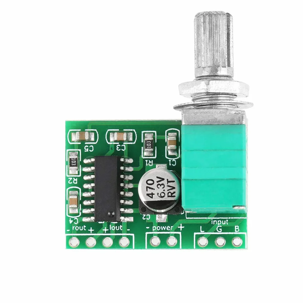 PAM8403 Mini Płytka Wzmacniacza Audio, Moduł Wzmacniacza Mocy 3W+3W z Potencjometrem, Zestaw 4 Sztuki