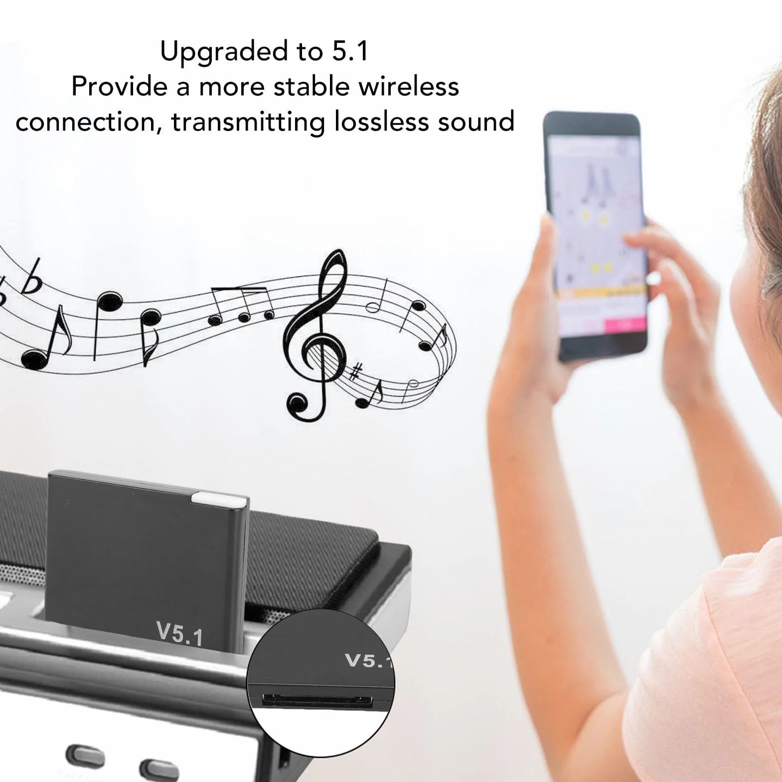 VBESTLIFE Odbiornik Bluetooth 5.1 do Stacji Dokującej do Muzyki, Złącze 30-pinowe Adapter Bluetooth z jakością Dźwięku HiFi do Stacji Dokującej do Muzyki I II Przenośny 10
