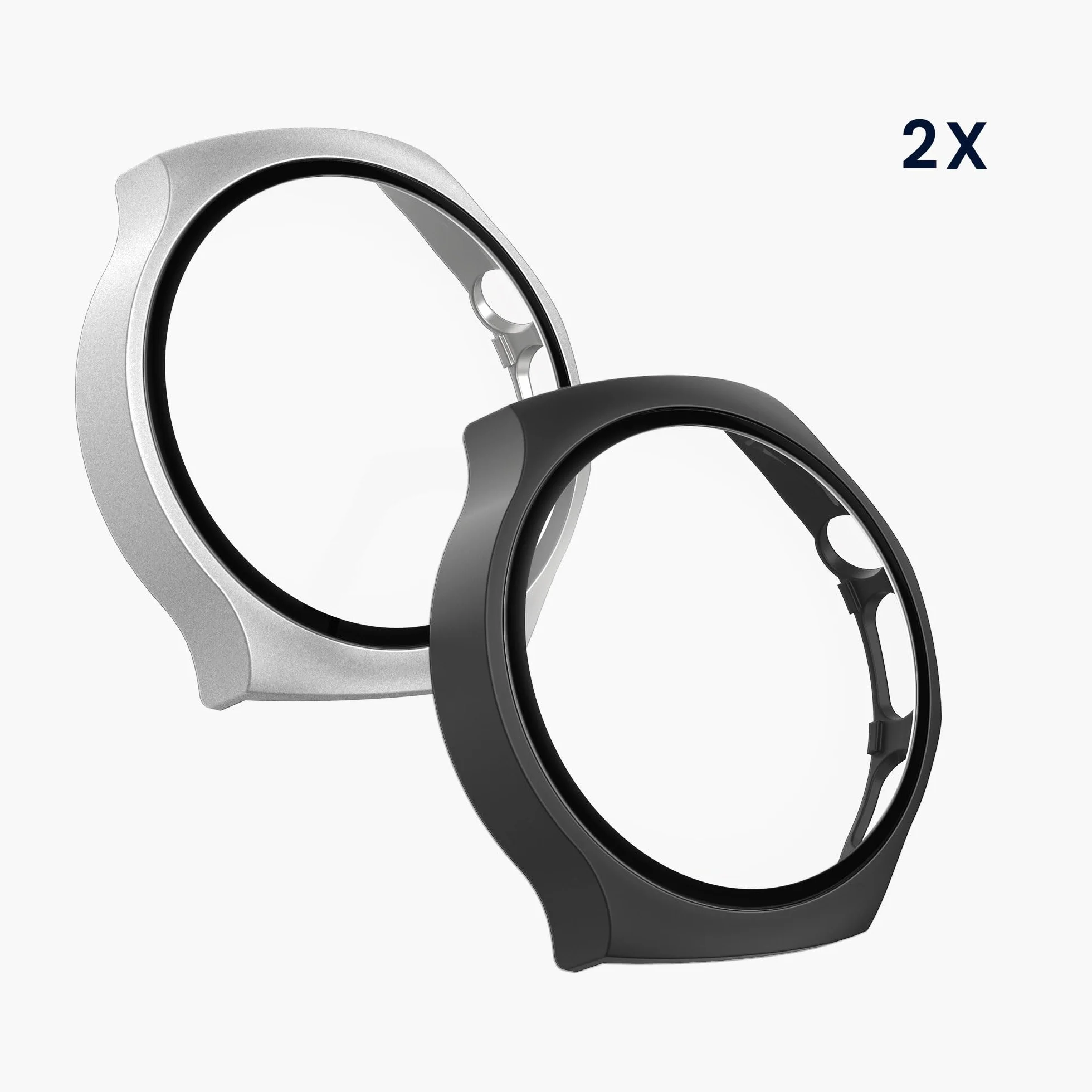 kwmobile Etui kompatybilne z Huawei Watch 5 46 mm obudowa z hartowanego szkła czarno-srebrna