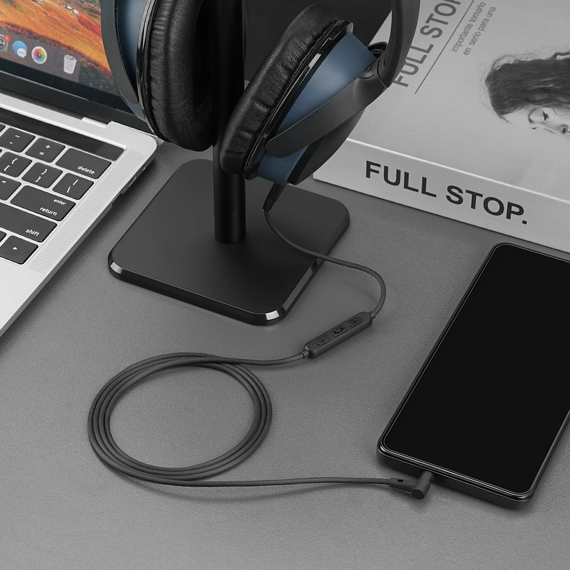 Kabel audio z mikrofonem Geekria kompatybilny z Bose QuietComfort Ultra II/SE/45/35 II, zamienny kabel stereo 3,5 mm na 2,5 mm z mikrofonem (1,2 m)