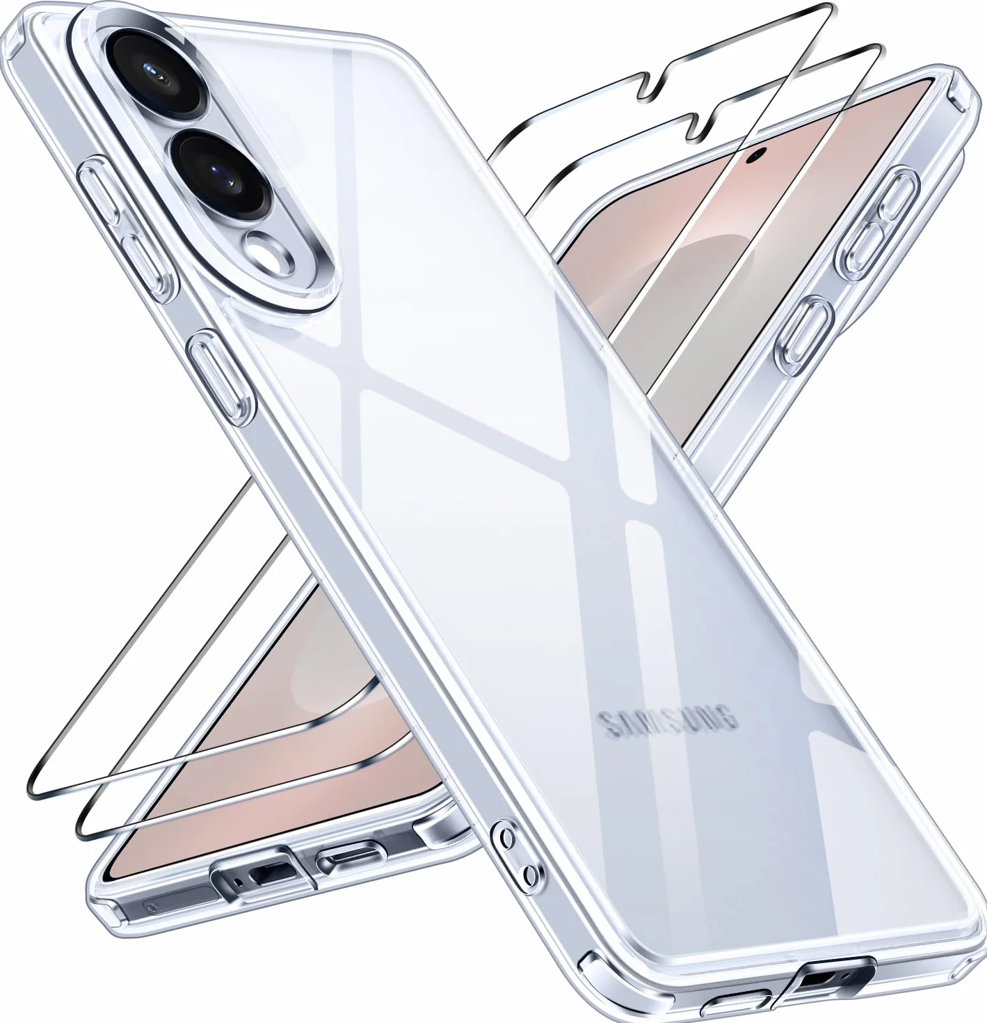 ivoler 3 w 1 Przezroczyste etui do Samsung Galaxy S25 Edge z 2 sztukami szkła hartowanego, [nigdy nie żółty] [Ochrona wojskowa] [Ochrona aparatu] Przezroczysta ochrona przed wstrząsami