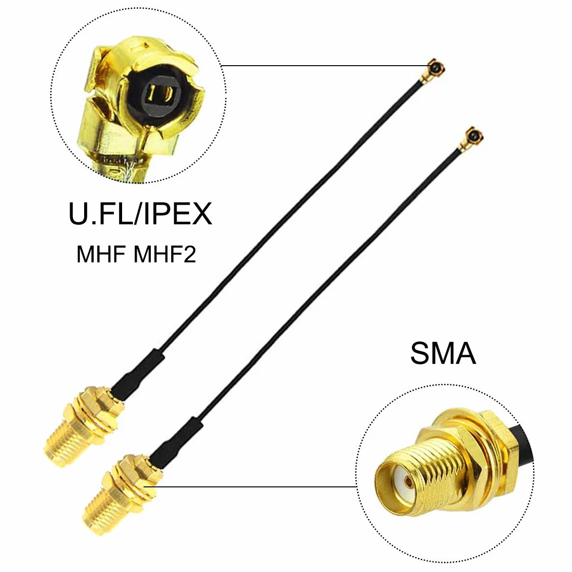 Antena WiFi Pigtail SMA męski kabel przedłużający U.FL IPEX IPX MHF MHF2 żeński 3dBi 2,4 GHz do routera