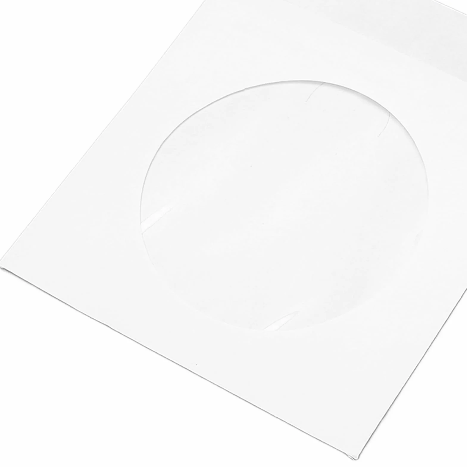 100 Pack Gruby Biały Papier CD DVD Koperta z Wycięciem w Oknie i klapką, Pyłoszczelne Rękawy Wielokrotnego Użytku na Płyty 8 Cm