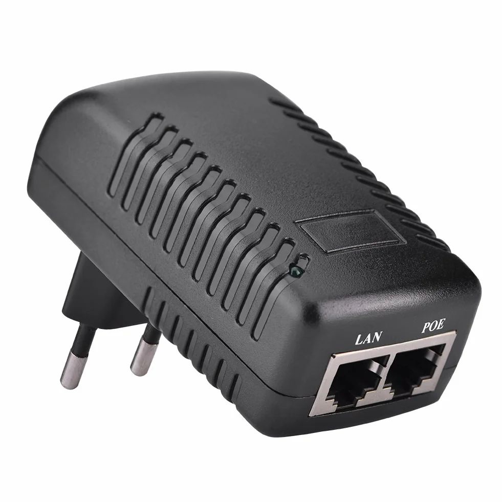Adapter Poe Zasilacz Poe Czarny 48V 0.5A Ścienny Wtryskiwacz Poe Adapter Ethernet Telefon Ip Zasilacz Kamery Wtyczka Brytyjska