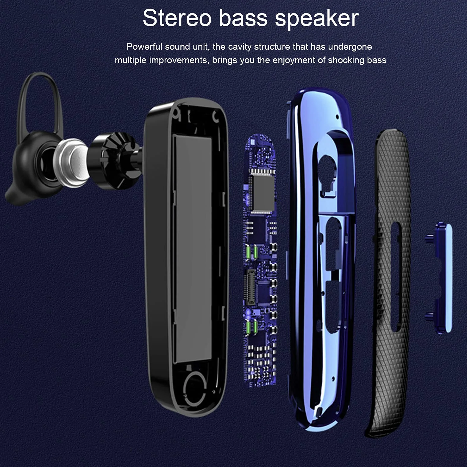 Zestaw Słuchawkowy Bluetooth z Jednym Uchem, Bezprzewodowa Słuchawka do Zestawu Głośnomówiącego, Obsługa połączeń HD, Inteligentna Redukcja Szumów (Czarny i niebieski)