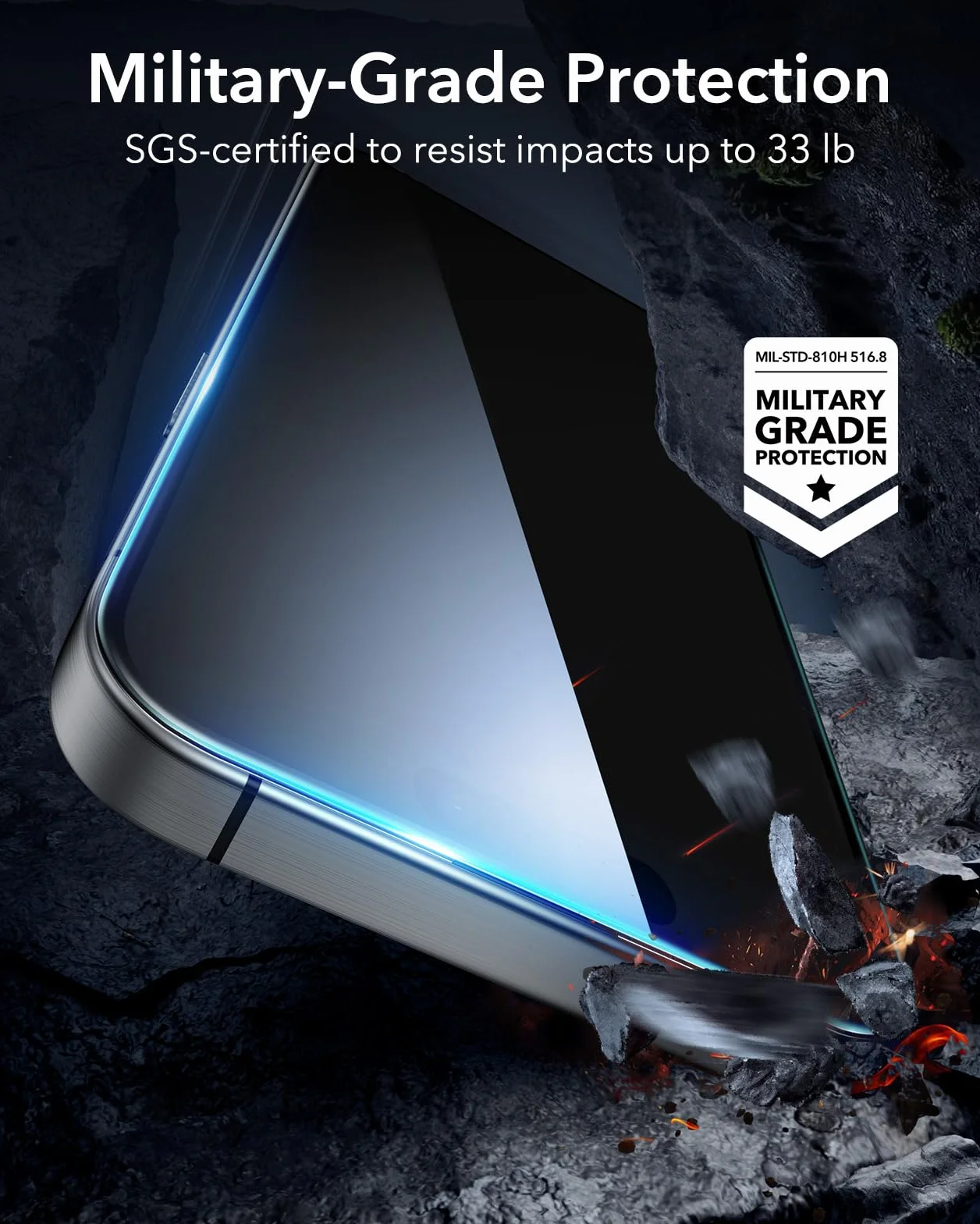 ESR 3-pak dla iPhone'a 16 Pro, twardość 9H, nietłukąca się folia ze szkła hartowanego z nieskazitelnym dopasowaniem
