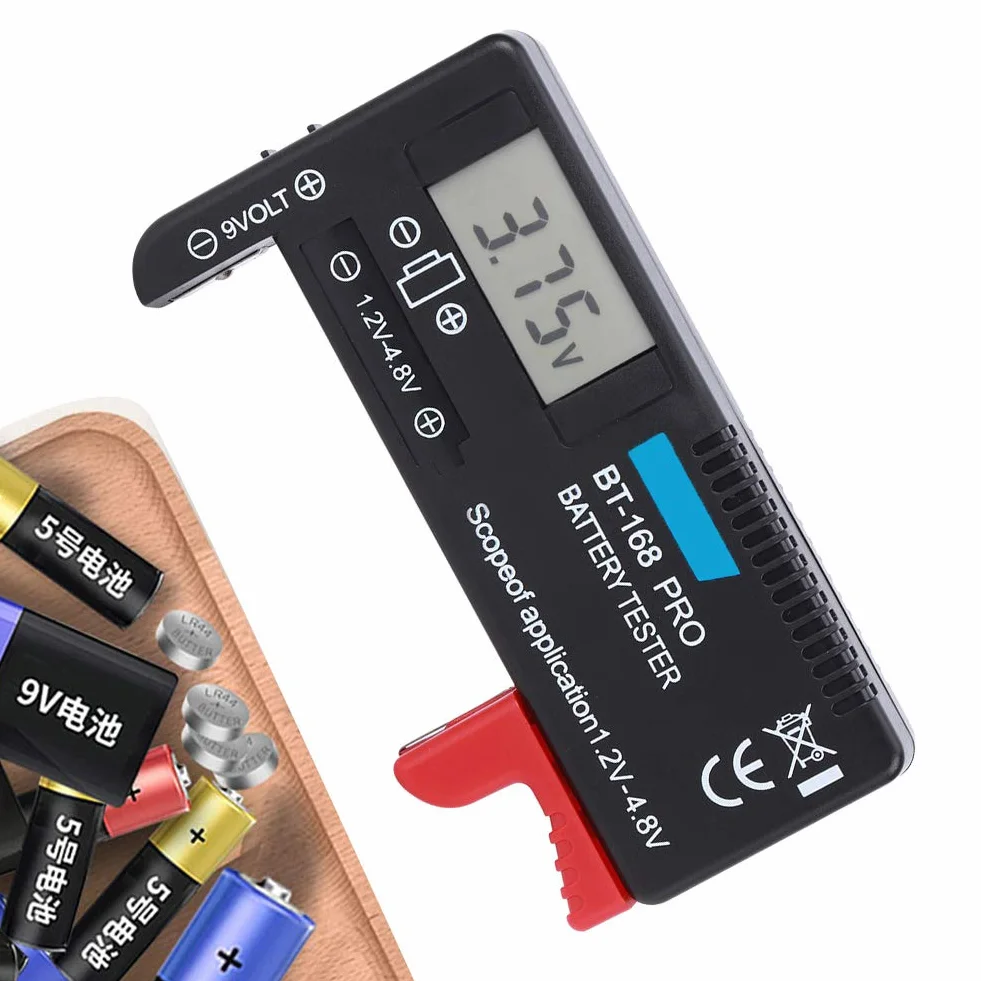 Tester baterii kompaktowy 1,2 V - 4,8 V LCD cyfrowy do małych baterii guzikowych