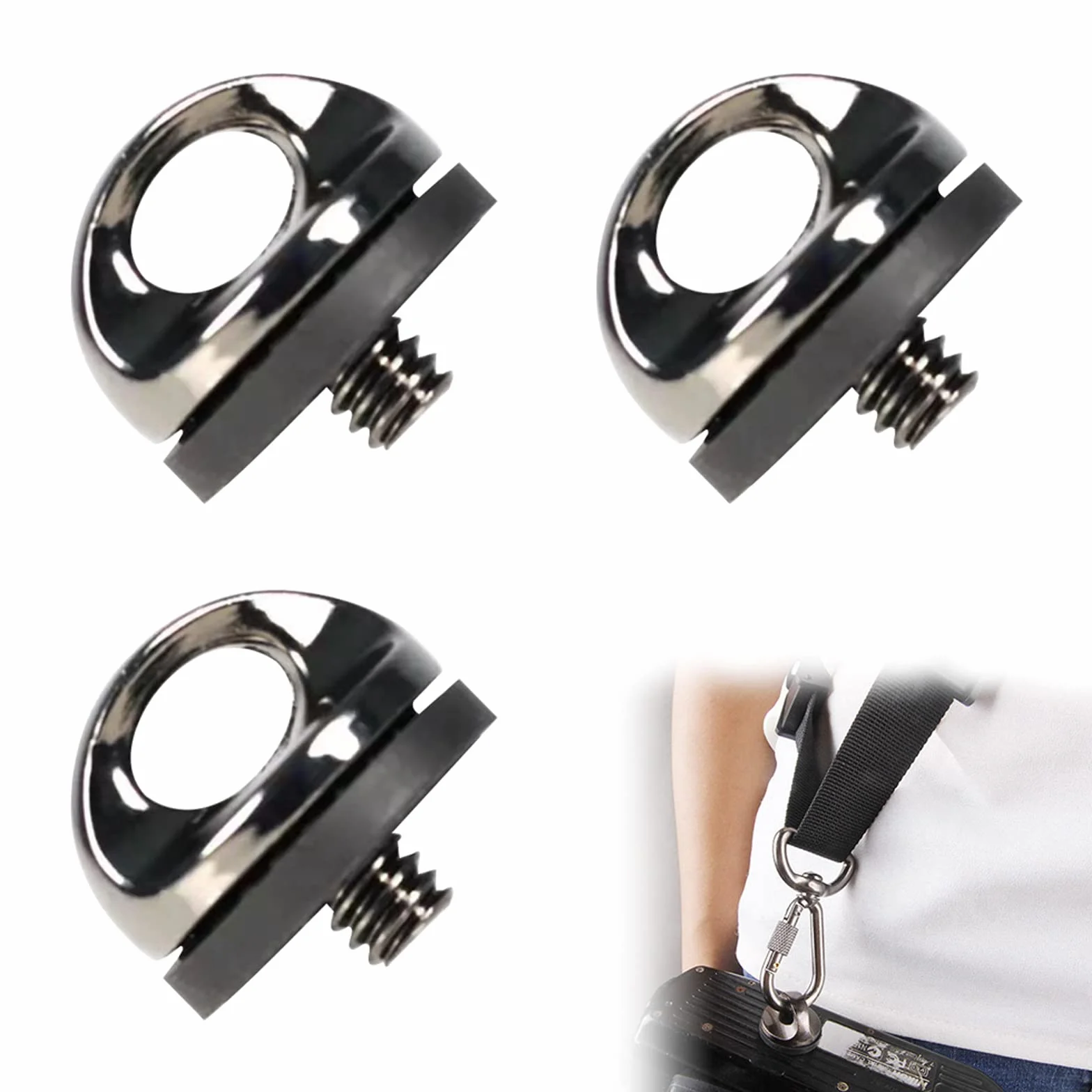 Adapter kamera 1/4", śruba do uchwycenia 1/4 cala, mocowanie gwintu statywu, oczko, uchwyt śrubowy do kamera, 3 sztuki