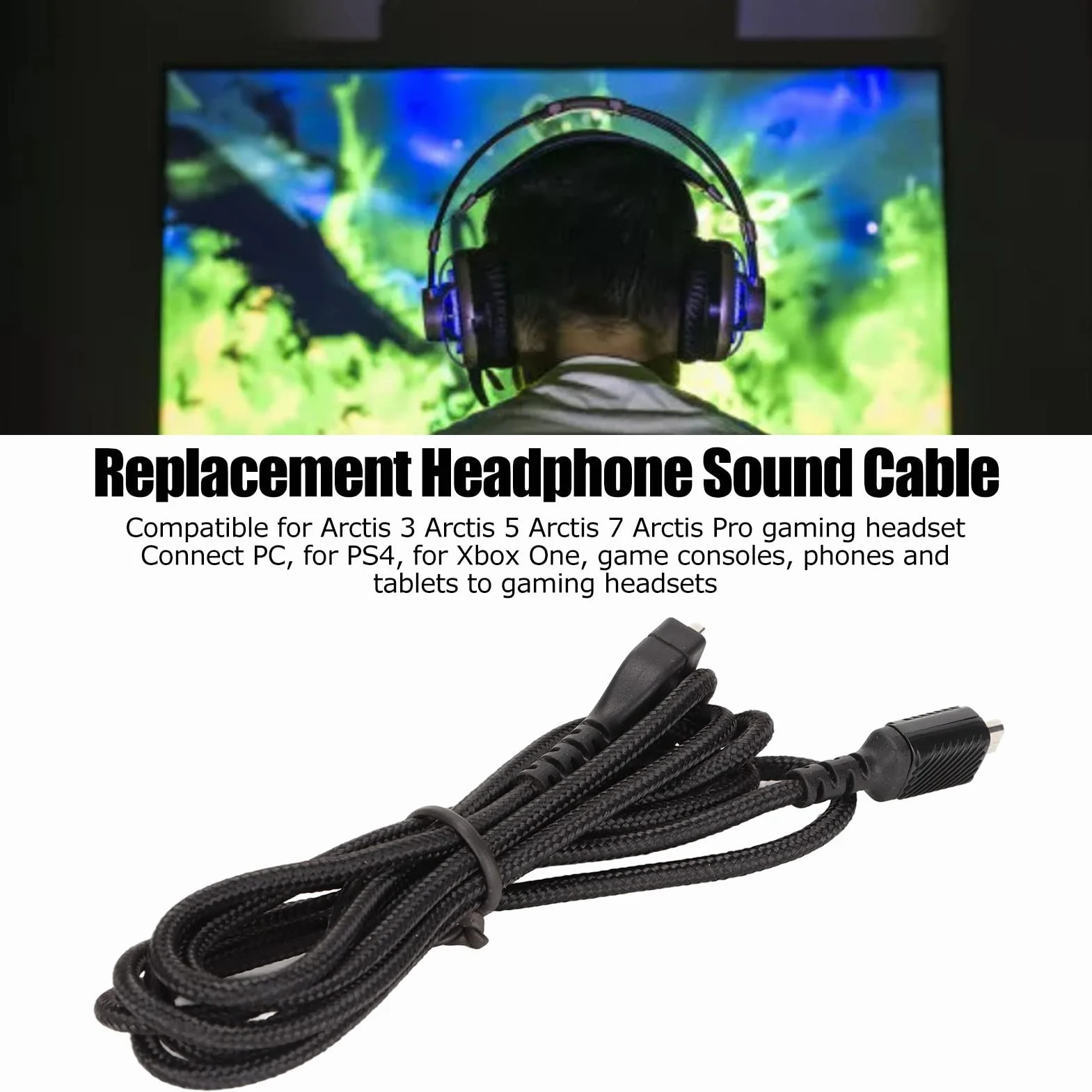 Wymiana Kabla Audio Słuchawek do Steelseries Arctis 3/5/7/Pro, Kabel Miedziany OFC do Gier HIFI Audio, Plug And Play dla 1.5 M/4.9ft