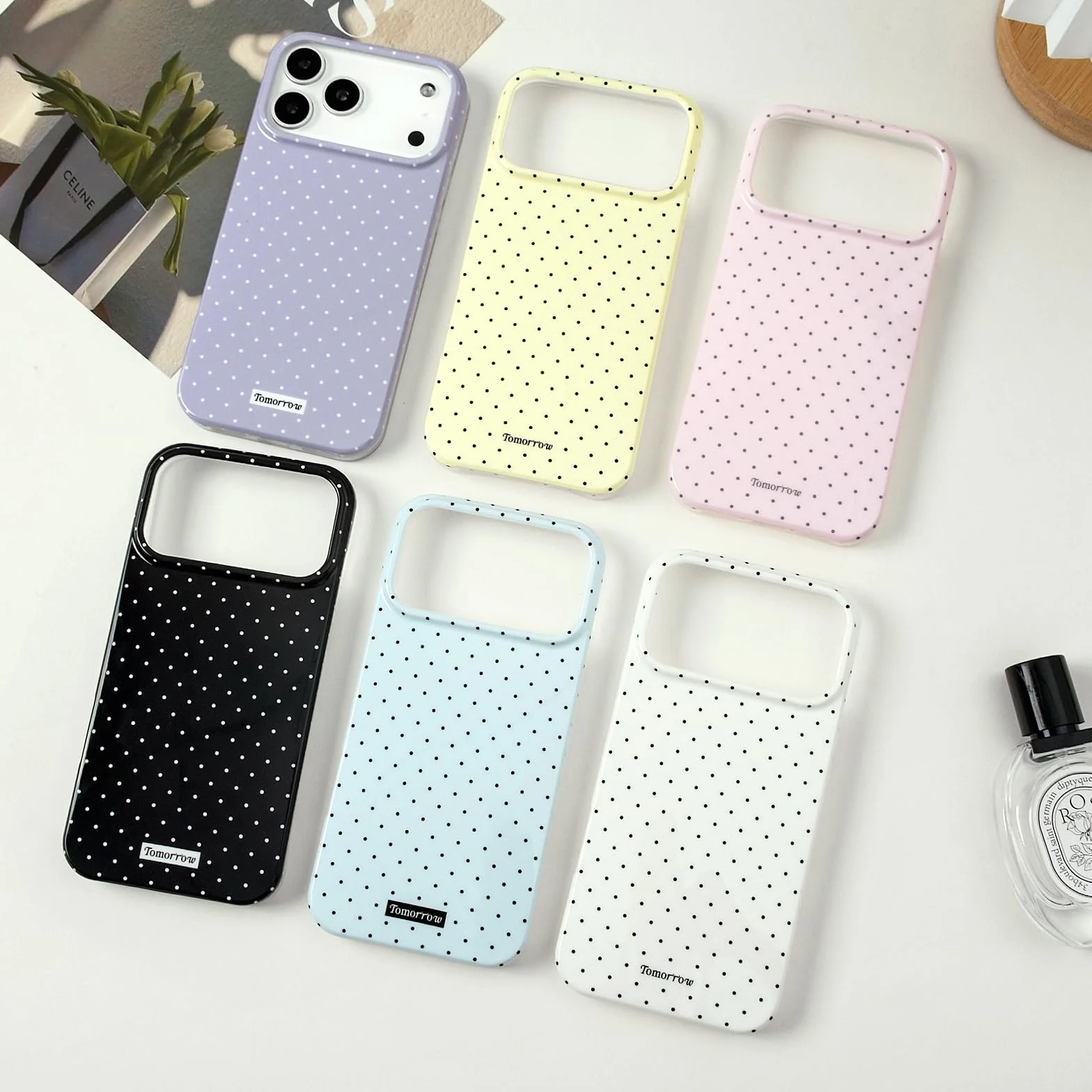 Etui na iPhone 17 Pro Max TPU różowe z wzorem w kropki