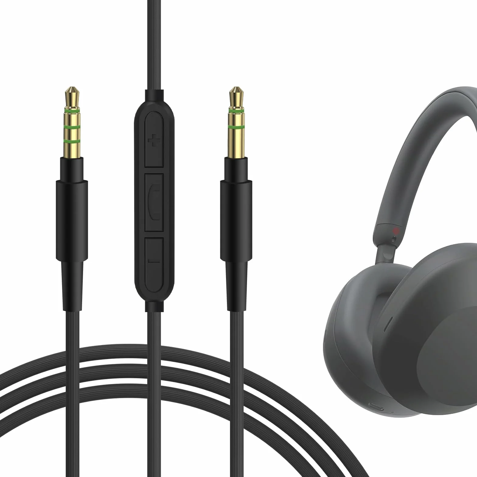 Kabel audio z mikrofonem Geekria kompatybilny z Sony WH-1000XM6/1000XM5, XB910N/XB900N, H910N, MDR-1R, 3,5 mm zamienny przewód stereo z mikrofonem na kablu (1,2 m)
