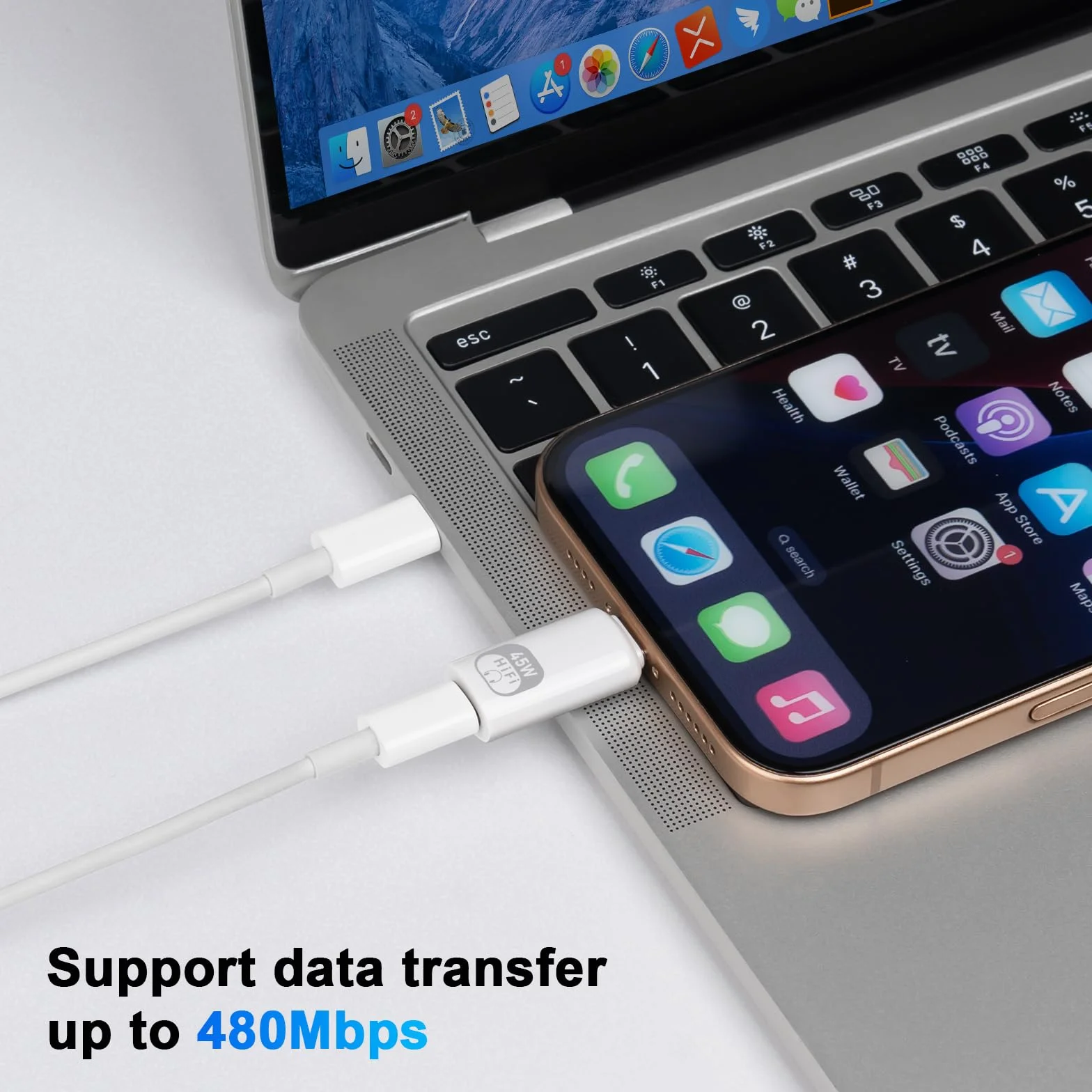 Adapter audio USB C na Lightning, 3w1 typu C męski na Lightning żeński z konwerterem danych i ładowaniem dla iPhone'a 16/15 Series, iPada i innych (biały)