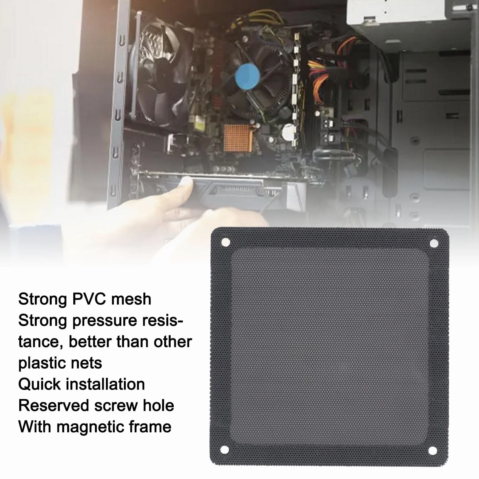 Filtr Przeciwpyłowy Wentylatora Komputerowego, 10 szt. 120 X 120 Mm Magnes PCV Rama Obudowa Filtr Wentylatora Osłona Grilla Czarna, Małe Otwory Skutecznie zapobiegają Kurzowi,