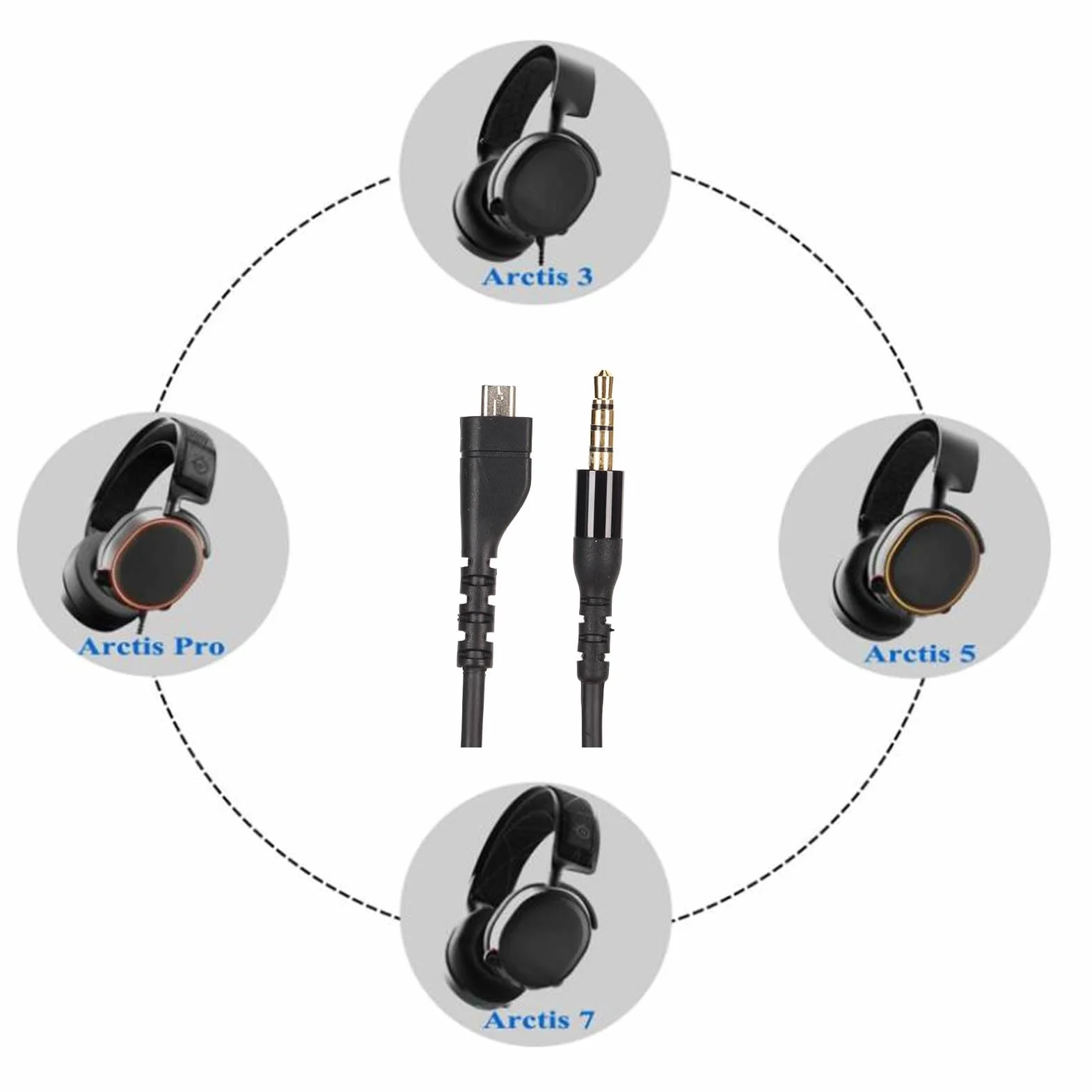 Wymienny Przewód Audio, Kabel 1,5 M/4,9 Stopy Kompatybilny ze Słuchawkami do Gier 3/5/ 7/ Pro/Prime