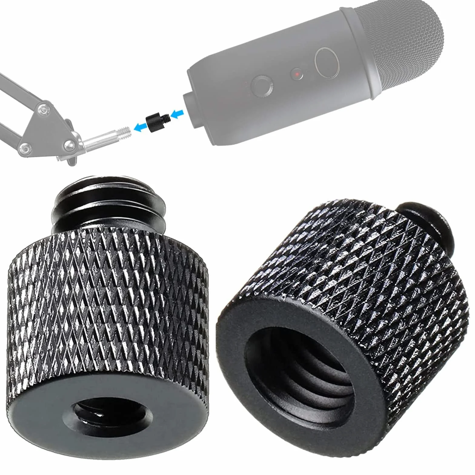 Adapter gwintowany 3/8" na 1/4" stop aluminium do aparatu statywu