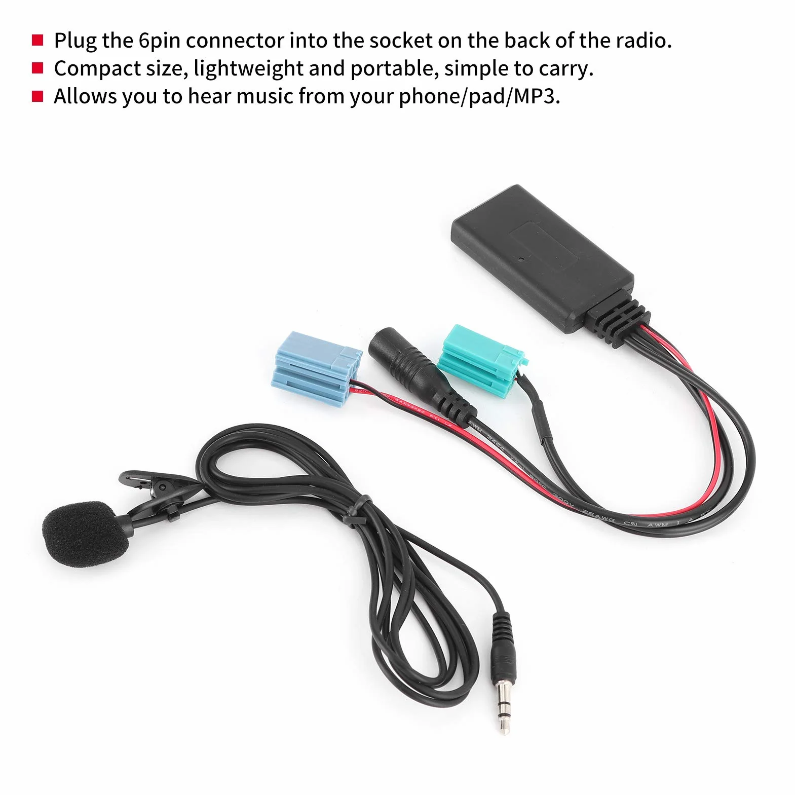 Auto Bluetooth Adapter Modul Bluetooth 5.0 Stereo AUX Musik Interface Audio Adapter mit Mikrofon Freisprechfunktion Fit für/Espace/Megane
