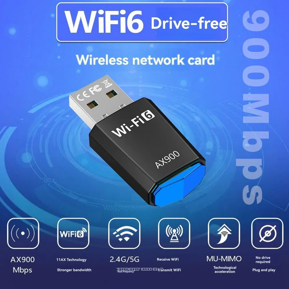 AX900 WiFi 6 adapter USB 900 Mb/s karta sieciowa Bluetooth 2,4/5 GHz 802.11ax do laptopa