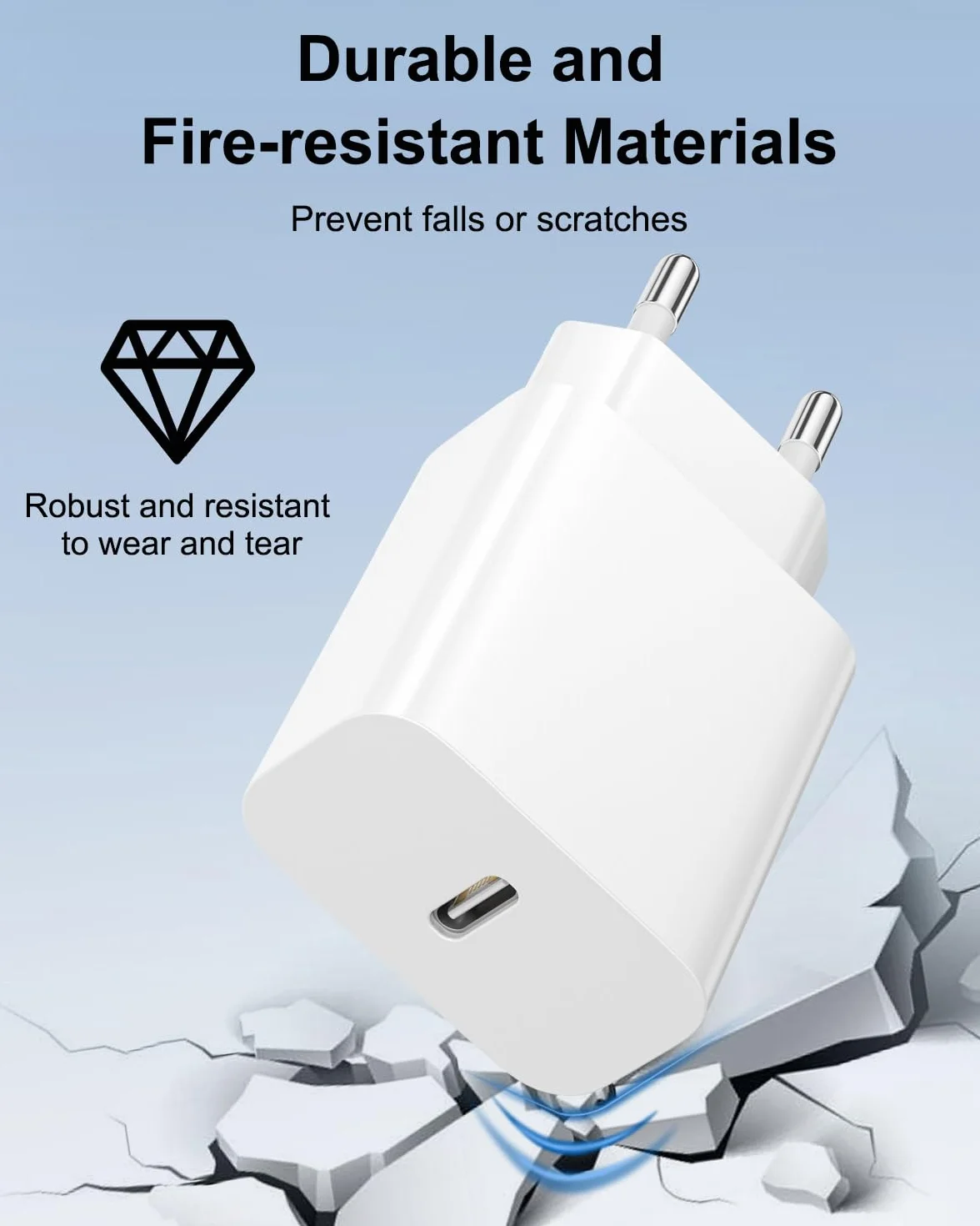 Ładowarka do iPhone z kablem do ładowania 2 m [certyfikat Apple MFi], 20 W ładowarka USB C, szybka ładowarka do iPhone'a, zasilacz USB C, adapter Fast Charger Adater USB C do iPhone 14 13 12 11 Pro