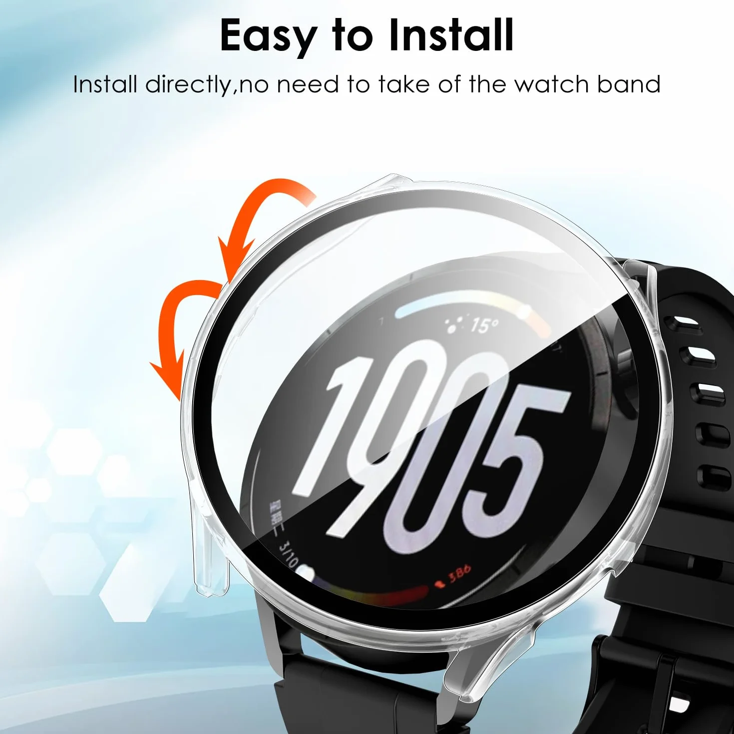 ivoler 3 szt. Etui Hard PC + Szkło Ochronne dla Xiaomi Watch S5 46mm, Pełne Pokrycie, 2 Przezroczyste + 1 Czarny