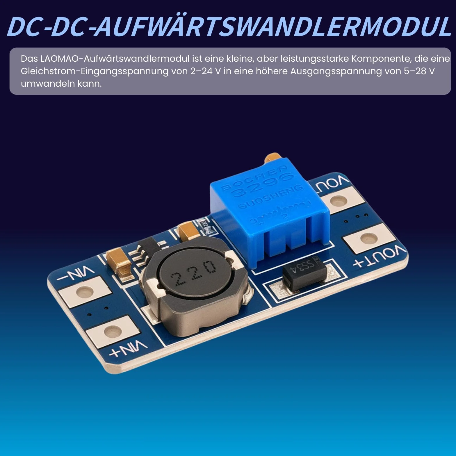 Przetwornica napięcia DC-DC Step Up Boost Converter 2-24V do 5-28V LAOMAO Power Module kompatybilny z Arduino zestaw 10