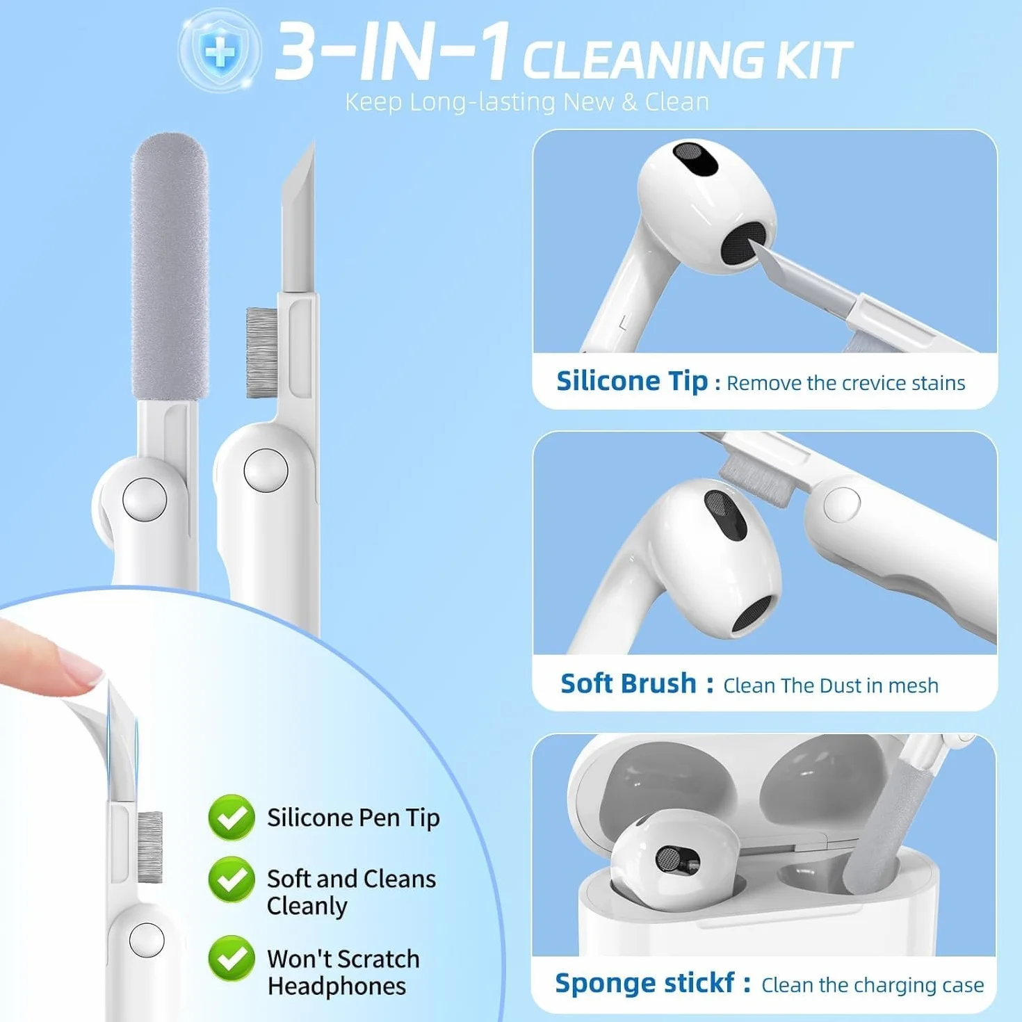 Etui ochronne kompatybilne z AirPods 4 (2024) z uroczym laserowo grawerowanym wzorem trawy, odpowiednie dla kobiet, w zestawie z kompletem do czyszczenia i brelokiem (Zielony)