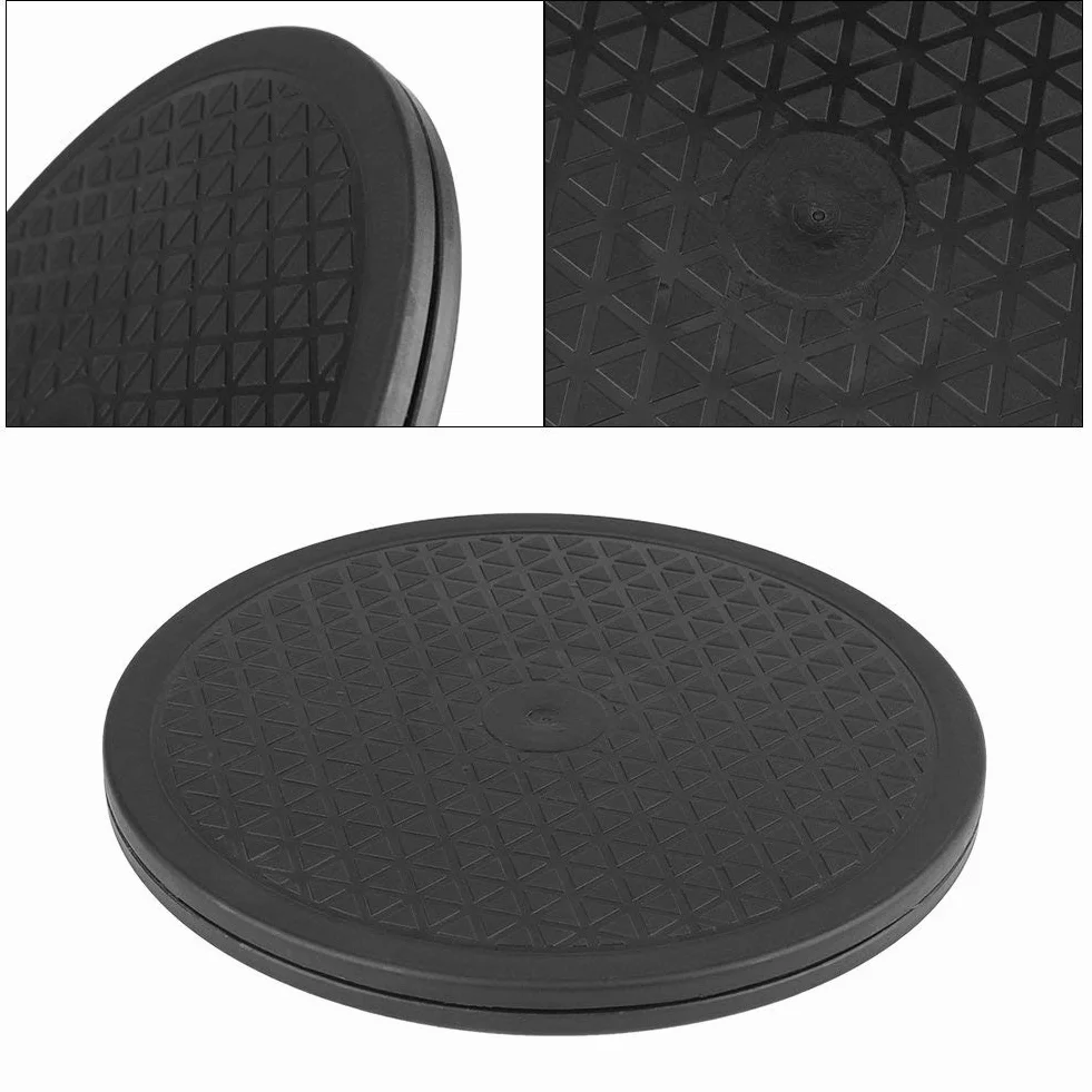 360 ° 10 '' Obrotowa Platforma Modelarstwo Malowanie Natryskowe Stojak Gramofonowy 25cm Czarny Gramofon Obrotowa Podstawa Podstawowa z Rowkami Odpornymi na Zarysowania do Wyświetlania
