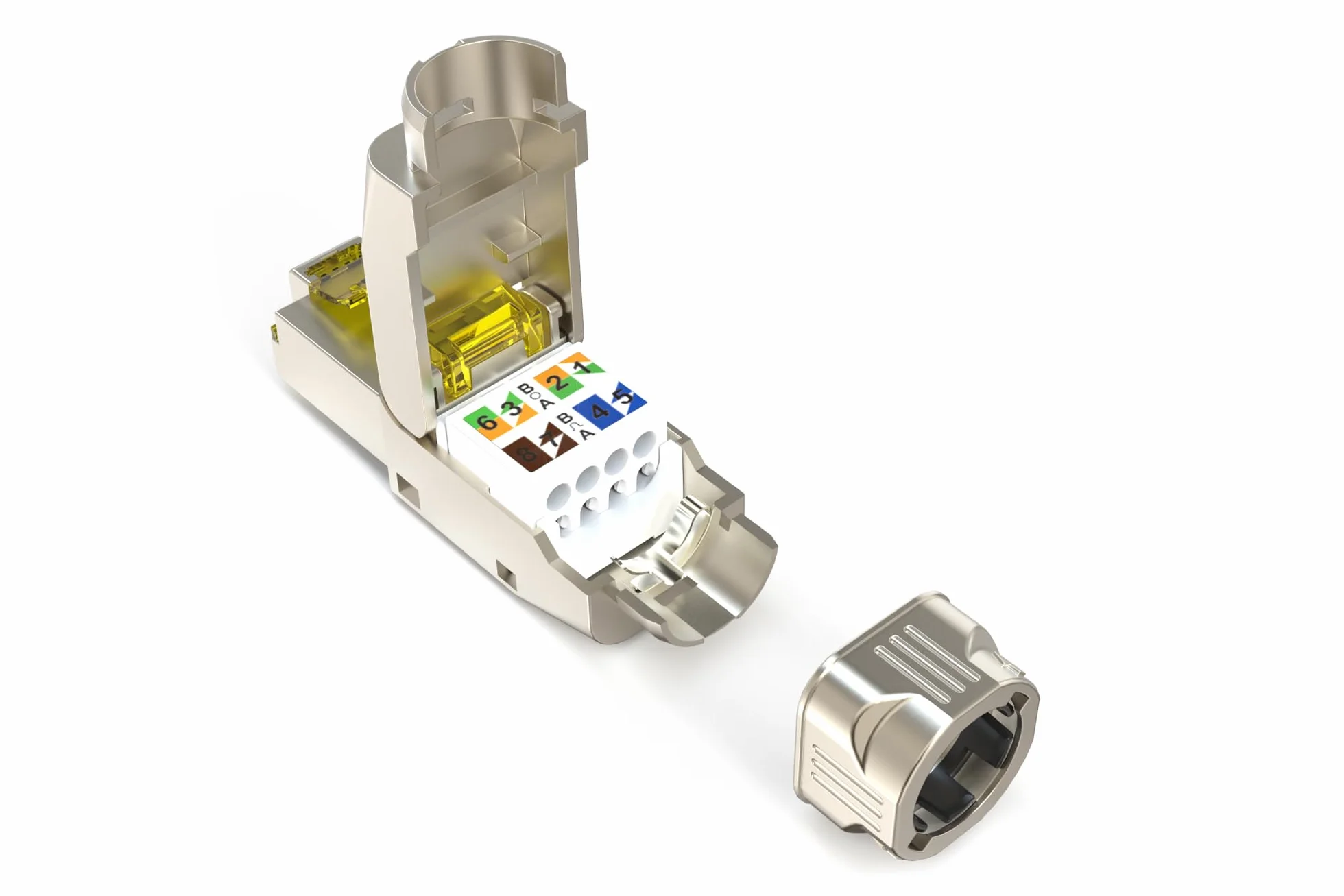 DIGITUS DN-93838 – złącze sieciowe Cat 8.1 – 1 sztuka – ekranowane 360° – złącze polowe RJ45 Cat-8.1 – instalacja bez użycia narzędzi – 2000 MHz – 25/40GBase-T – 40 Gb/s – AWG 26/7 do AWG 22/1