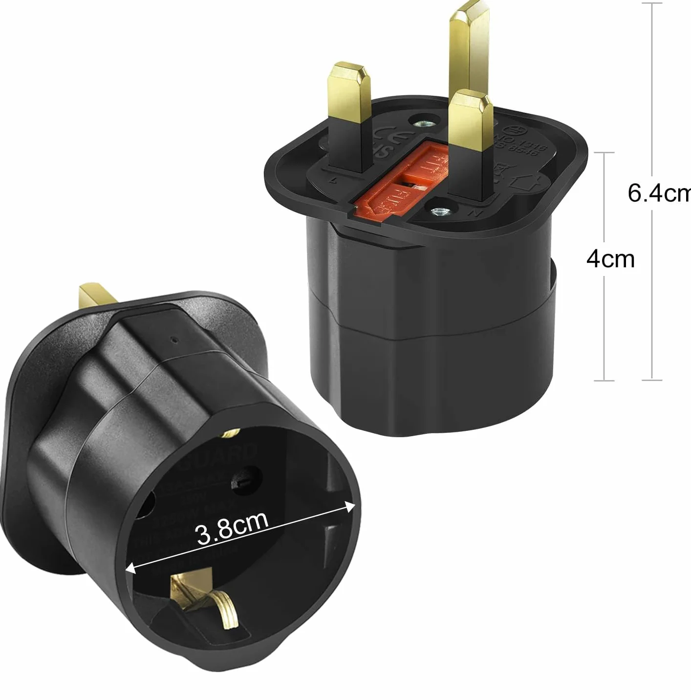 VGUARD Adapter europejski UE na brytyjski 3-pinowy czarny