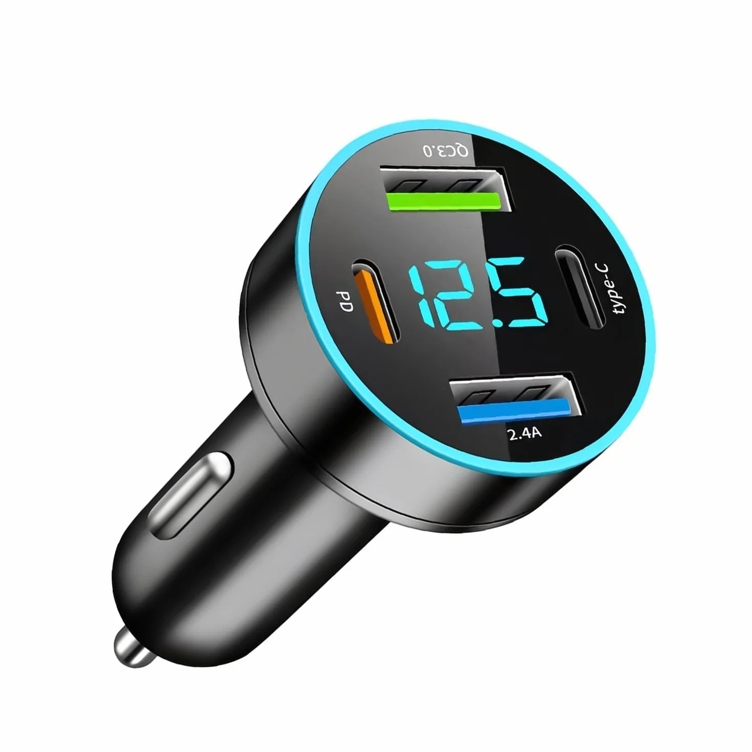 Ładowarka samochodowa USB C 50 W QC3.0 PD z woltomierzem LED