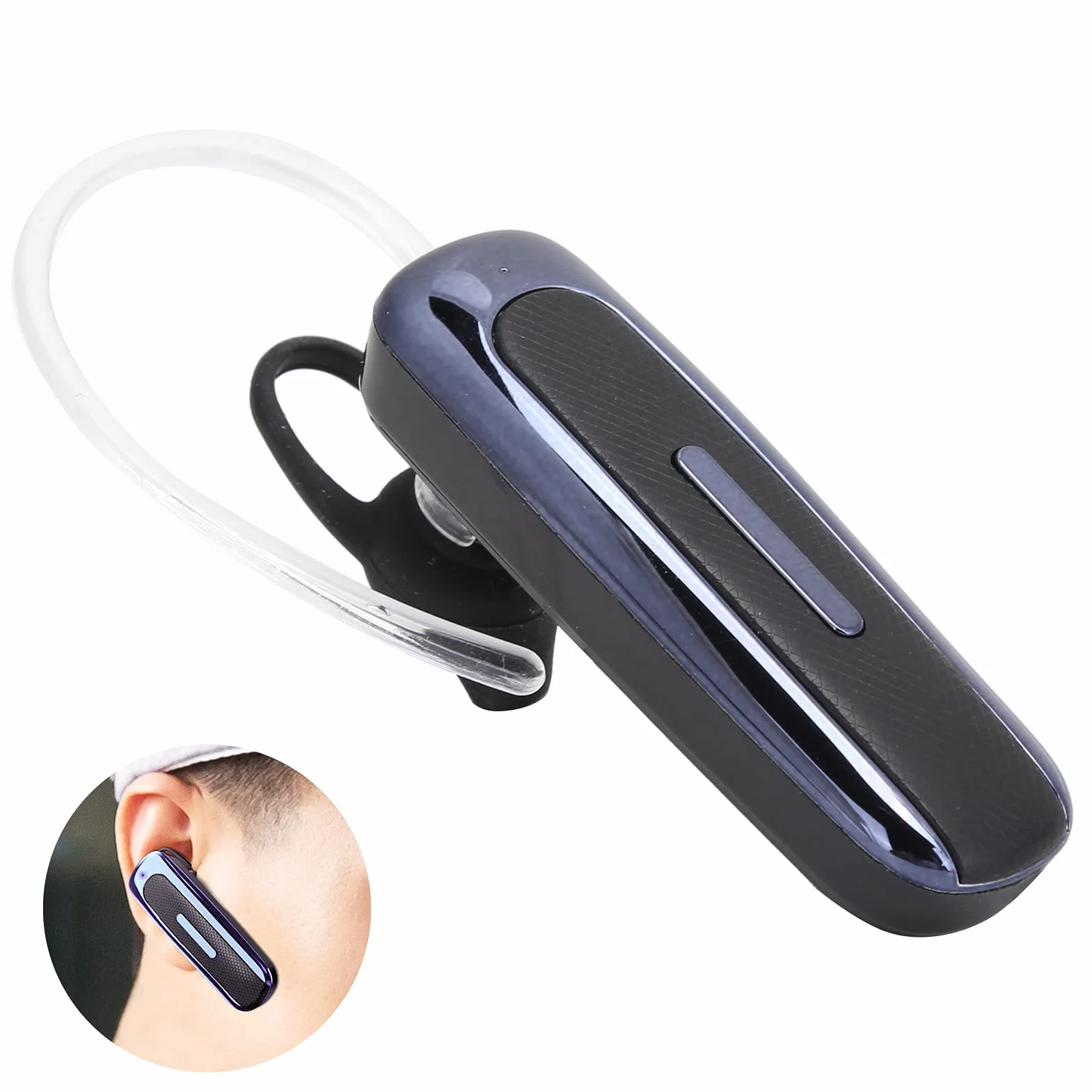 Zestaw Słuchawkowy Bluetooth z Jednym Uchem, Bezprzewodowa Słuchawka do Zestawu Głośnomówiącego, Obsługa połączeń HD, Inteligentna Redukcja Szumów (Czarny i niebieski)
