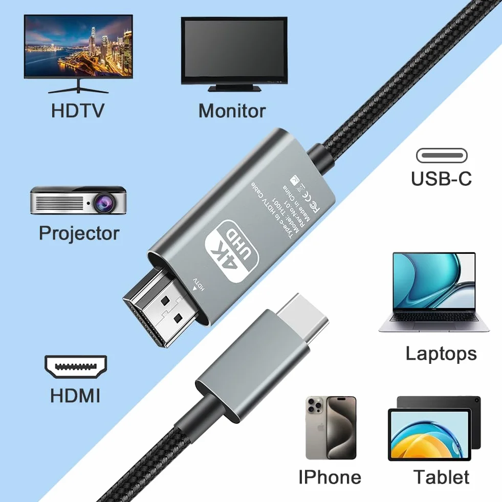 AXFEE Kabel USB C do HDMI 2 m 4K 60 Hz Ultra High Speed UHD