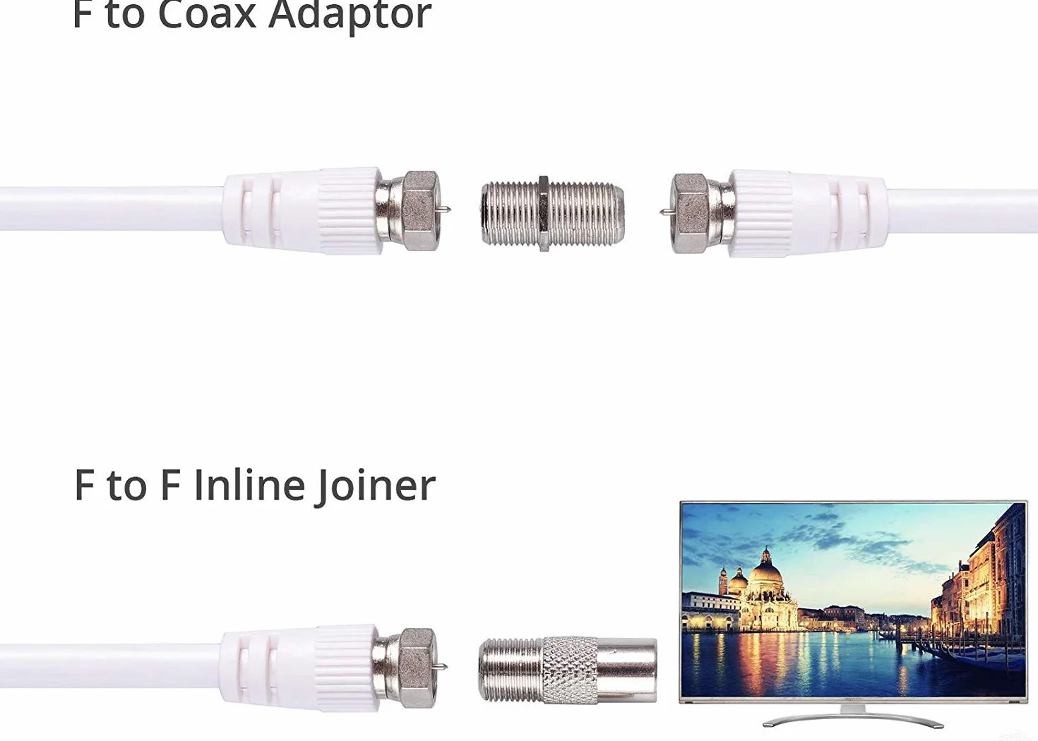 RUNCCI-YUN 2-drożny rozdzielacz telewizji satelitarnej 5-2500 MHz szerokopasmowy rozdzielacz telewizji CATV z 2 x 1,5 m kabel koncentryczny z wtyczką F do Sky Box Telewest Eurovox Starview Dreambox