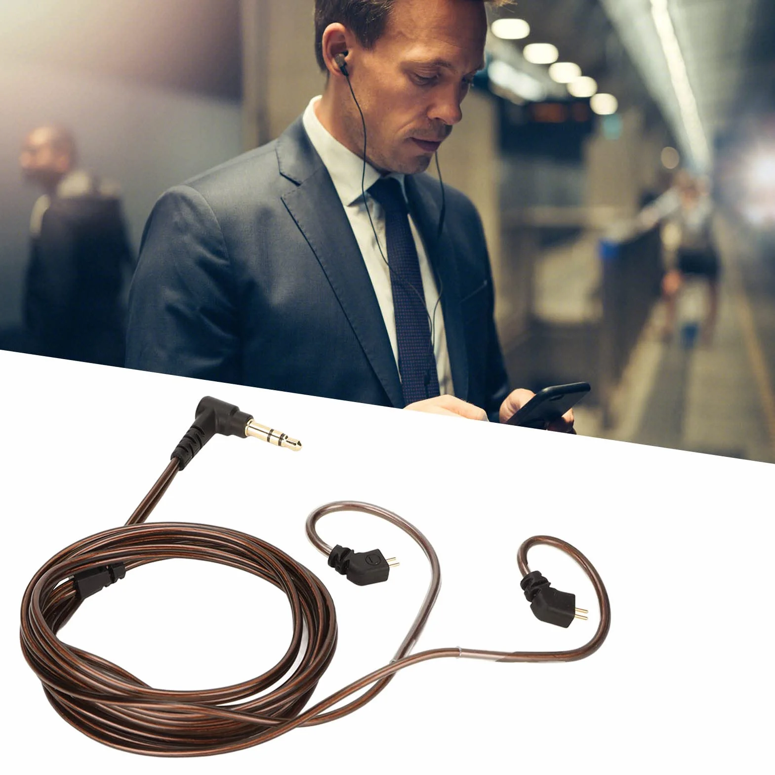 Kabel do Aktualizacji Redukcji Szumów z Mikrofonem do 2-pinowych Słuchawek 0,78 Mm, rdzeń OFC, Staranne Wykonanie, Nieplączący się, Kompatybilny z ZSN Pro ZS10 UE 18Pro CCA