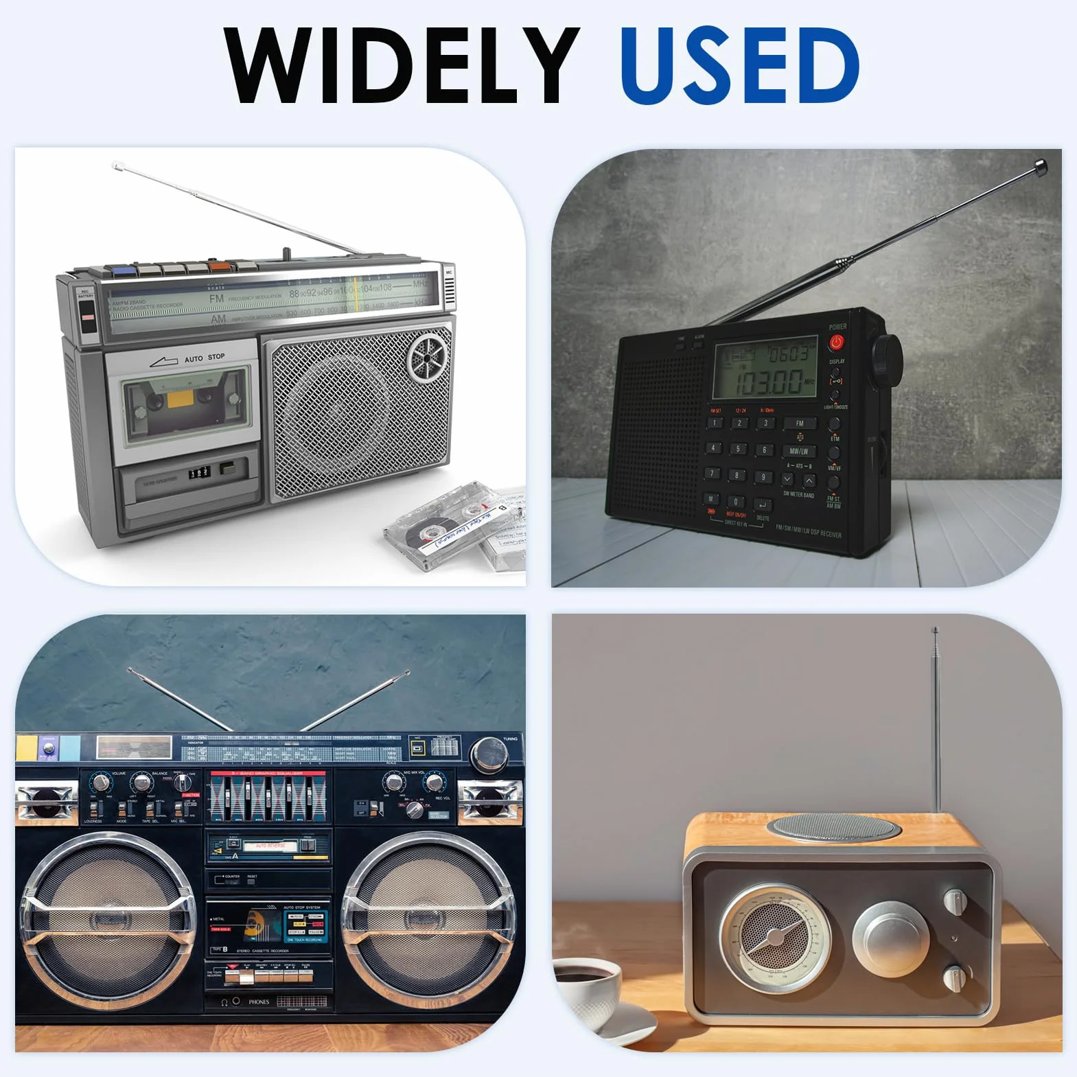 Antena radiowa FM DAB teleskopowa 74 cm 7 sekcji do HiFi audio CD 2 sztuki