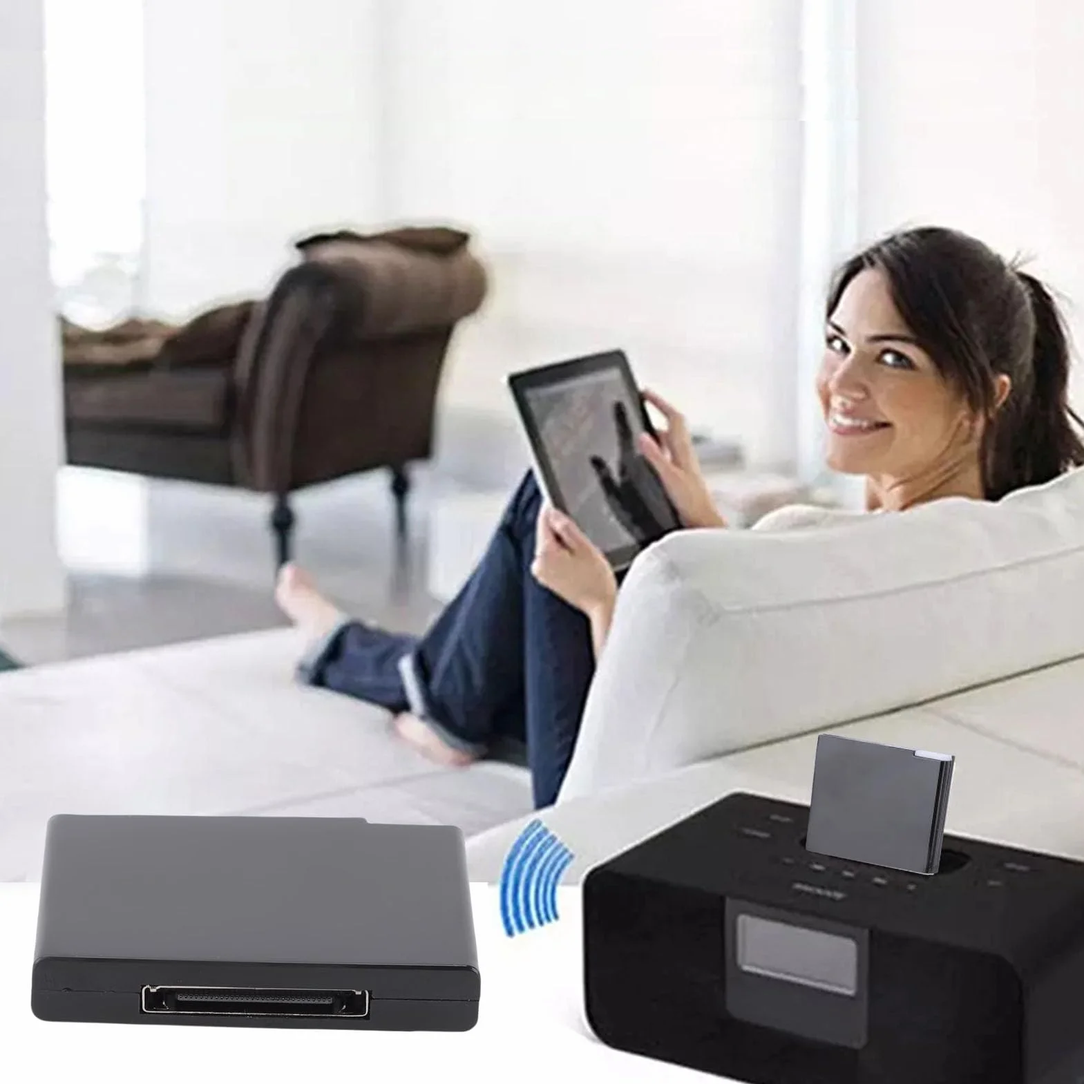 LICAEVEY Bluetooth 5.0 Adapter Odbiornik do Sounddock 30 Pin, Stacja Dokująca Muzyki Bezprzewodowe Strumieniowe Przesyłanie Dźwięku, Przenośny Bezprzewodowy Głośnik Muzyczny Dock