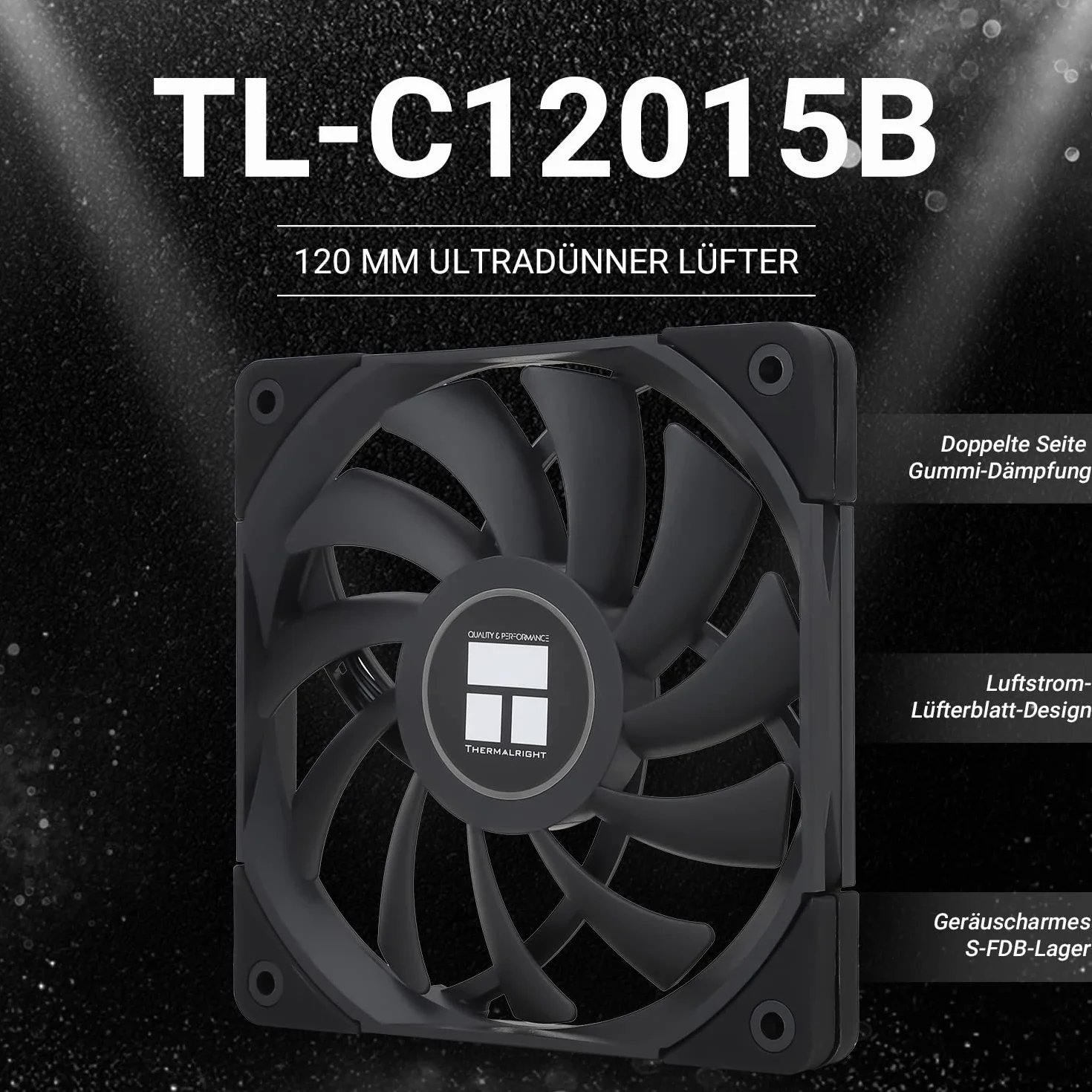 Thermalright C12015B Wentylator obudowy komputera 120 mm 15 mm 4-pin PWM cichy czarny