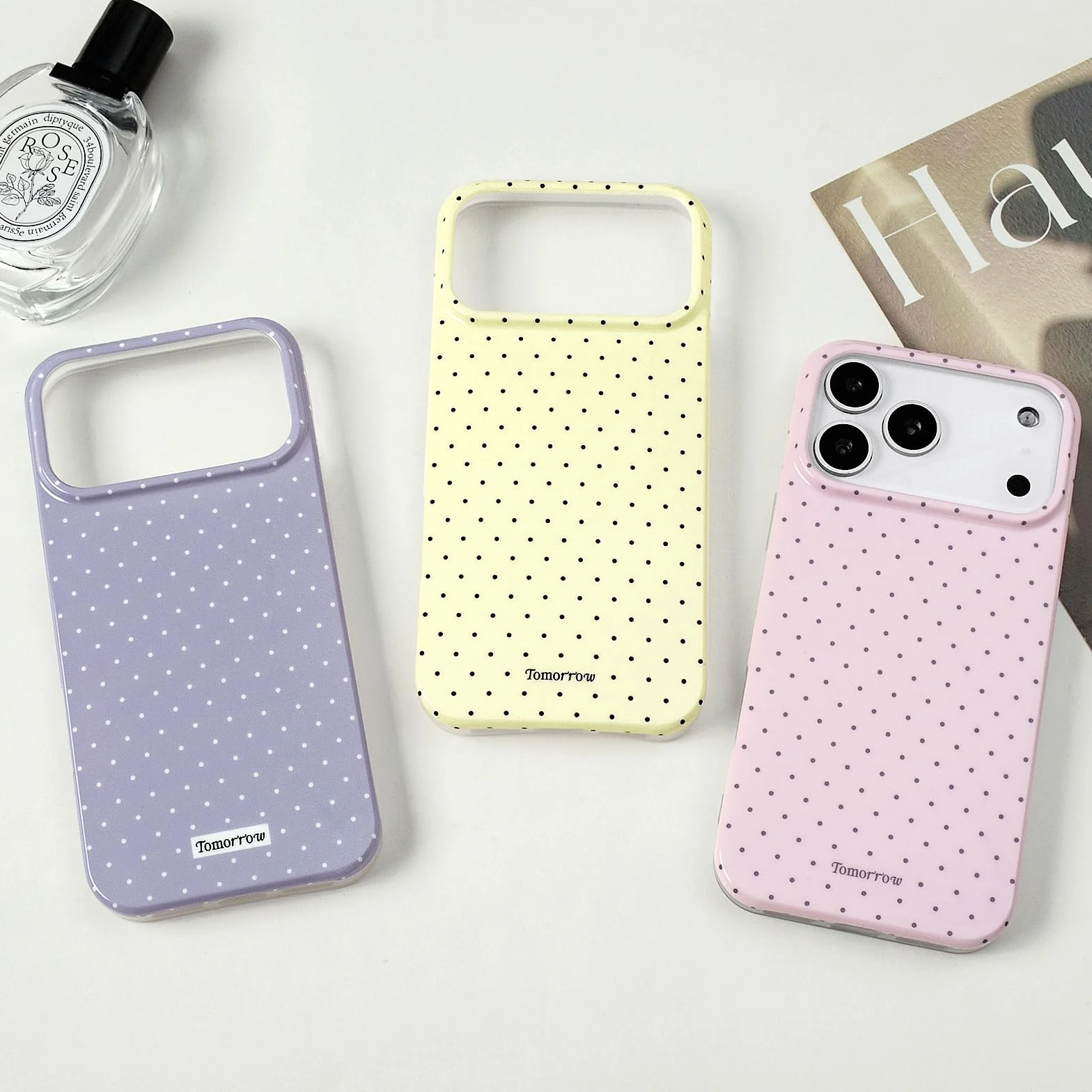 Etui na iPhone 17 Pro Max TPU różowe z wzorem w kropki