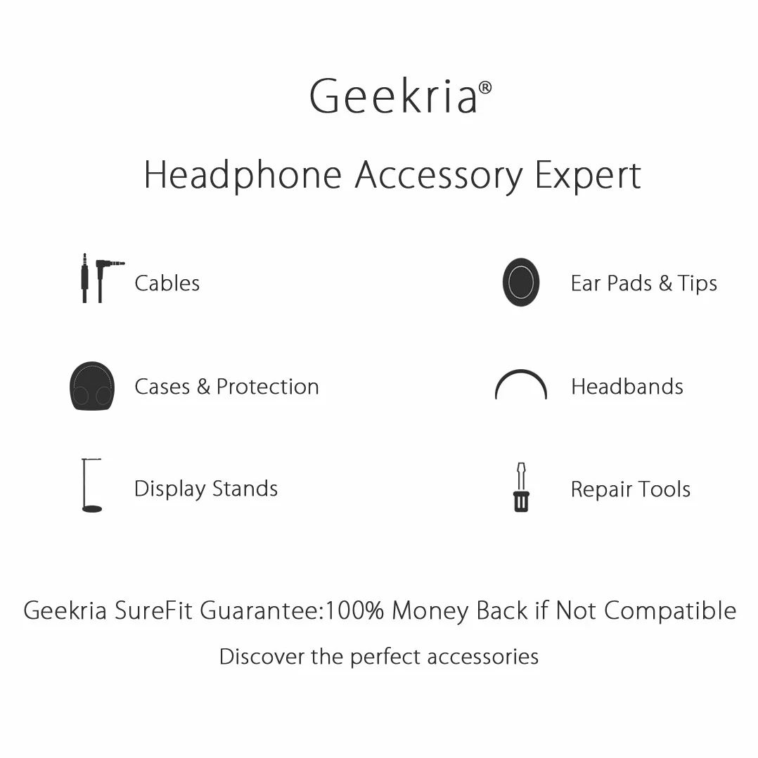 Geekria Kabel audio kompatybilny z Bose Around-Ear AE2/AE2i/AE2w, przewód stereofoniczny pleciony nylon 2,5 mm 1,2 m