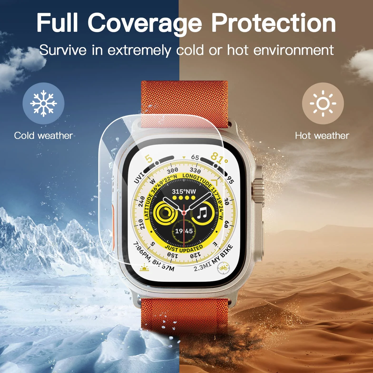 JETech Ochraniacz Ekranu dla Apple Watch Ultra 3/2/1 49mm, Screen Protector Folia Szkło Hartowane Film, HD Wyczyść, 3 Sztuki
