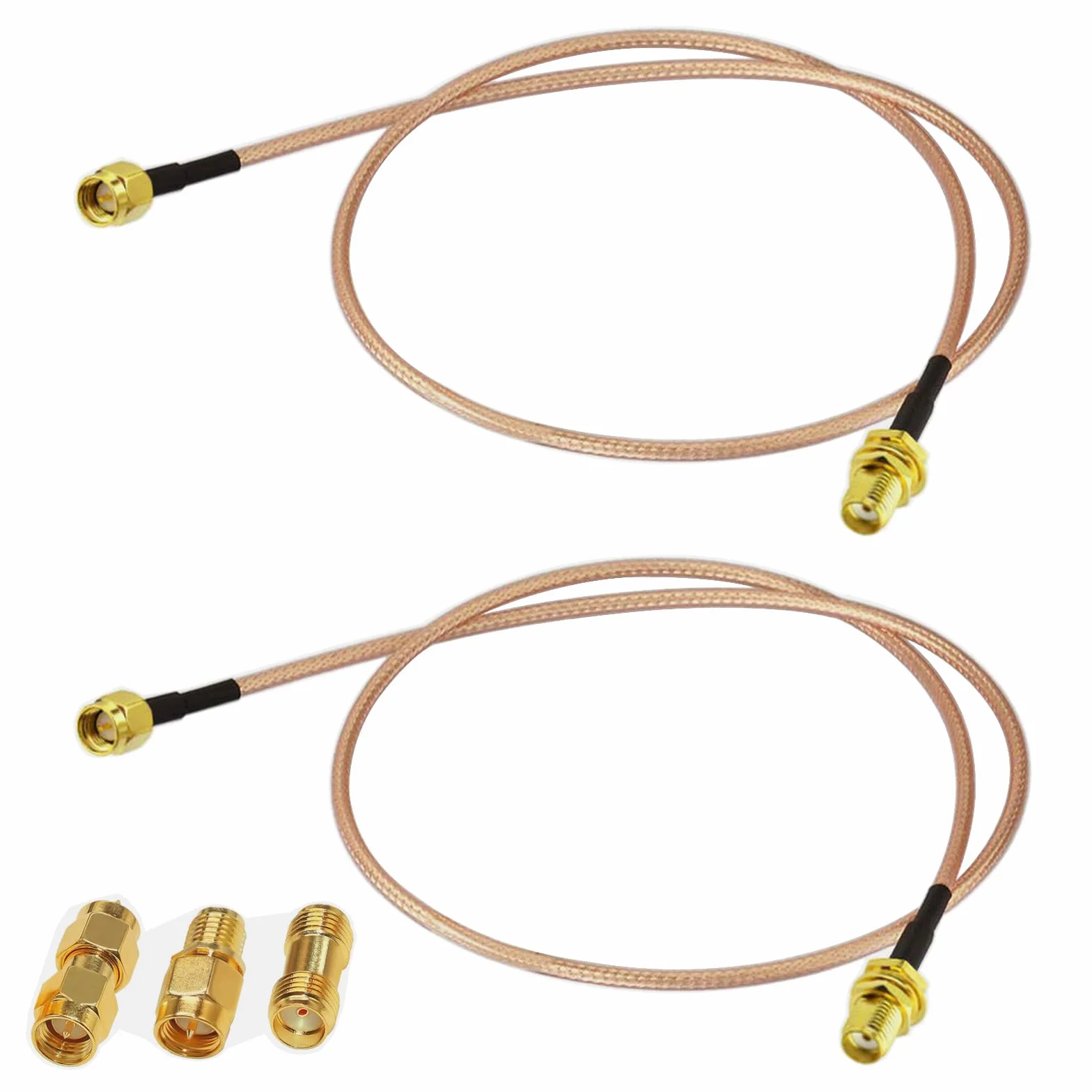 GTIWUNG 2 sztuki wtyczki SMA na gniazdo SMA kabel RG316, kabel koncentryczny 30 cm, przedłużka anteny WiFi, kabel antenowy, męski pigtail, adapter antenowy WLAN do anteny GPS/3G 4G LTE + 3 adaptery