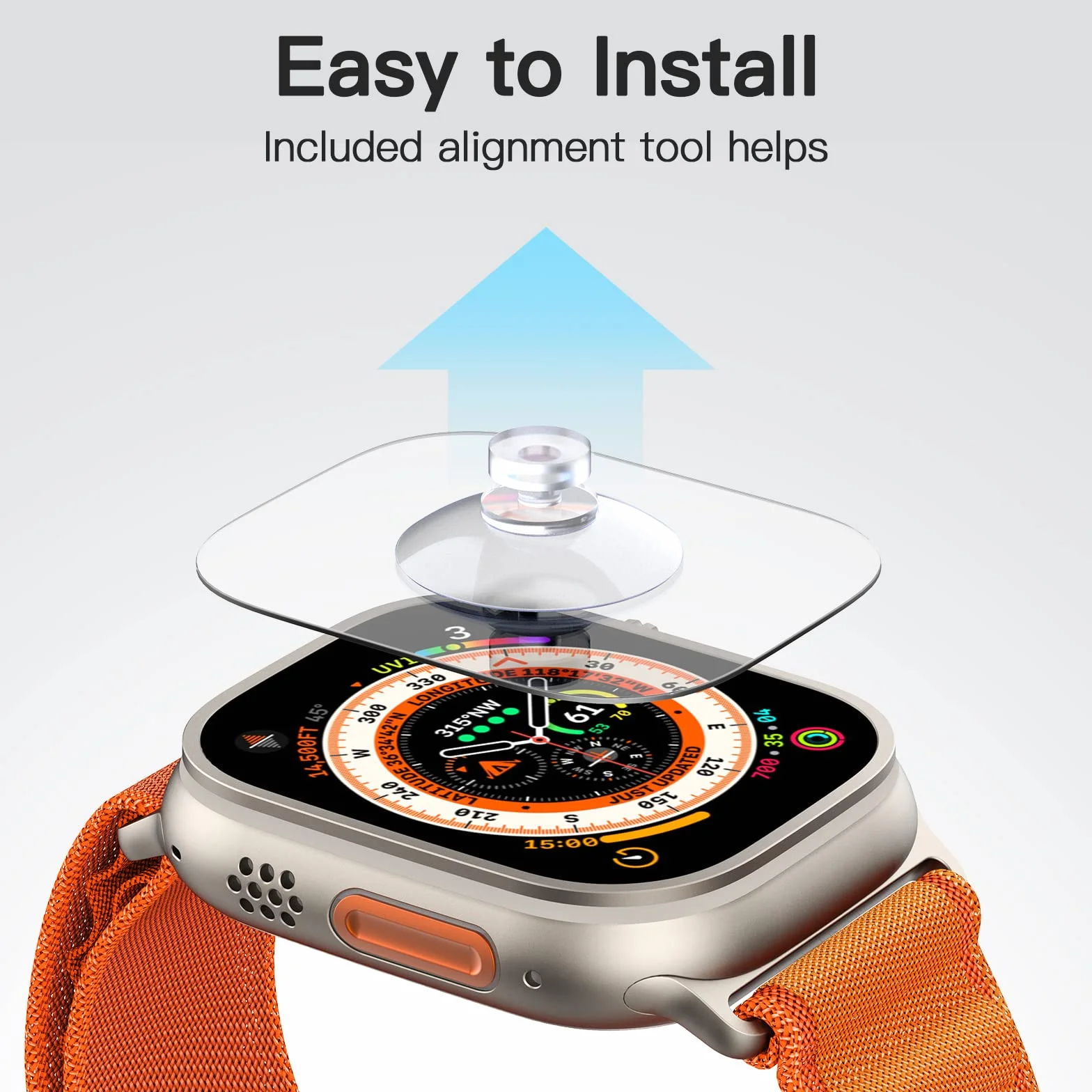JETech Ochraniacz Ekranu dla Apple Watch Ultra 3/2/1 49mm, Screen Protector Folia Szkło Hartowane Film, HD Wyczyść, 3 Sztuki