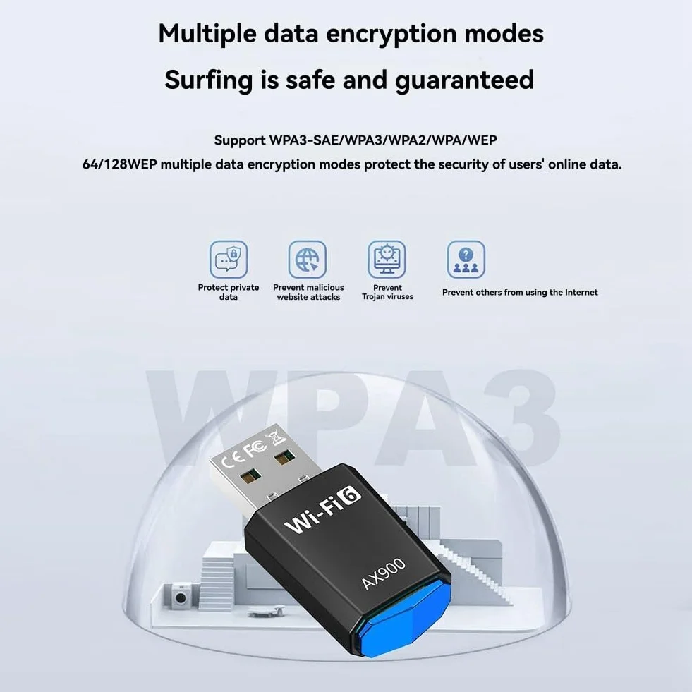 AX900 WiFi 6 adapter USB 900 Mb/s karta sieciowa Bluetooth 2,4/5 GHz 802.11ax do laptopa