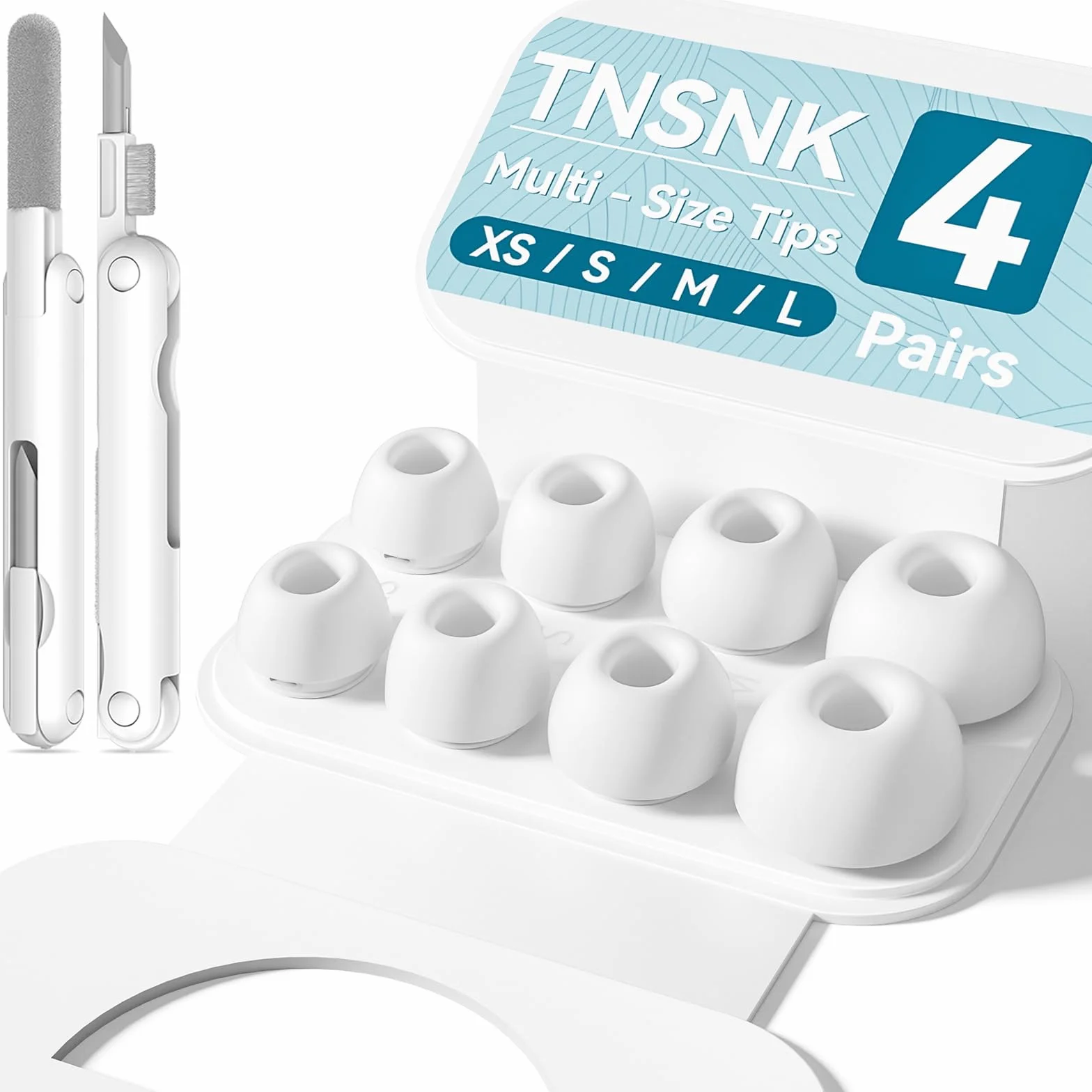 4 pary zamiennych zatyczek do uszu do AirPods Pro 2nd/1. generacji, z otworem do redukcji szumów, do czyszczenia i organizatora