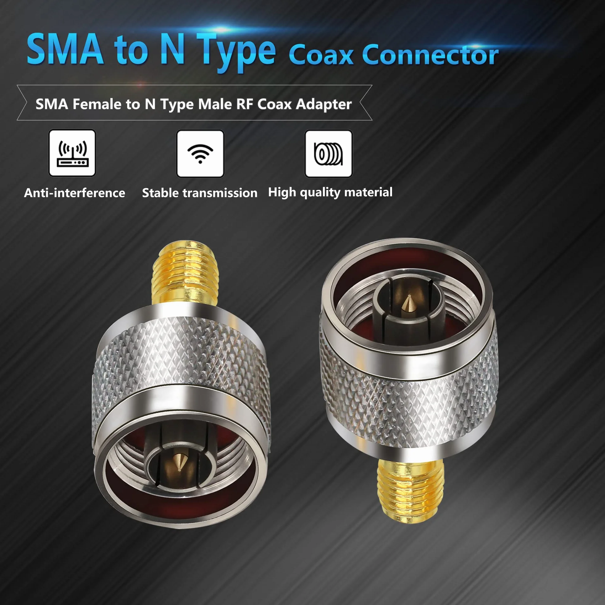 SMA Buchse auf N Stecker RF Koax Adapter für WiFi Antennenverlängerungskabel 2 St